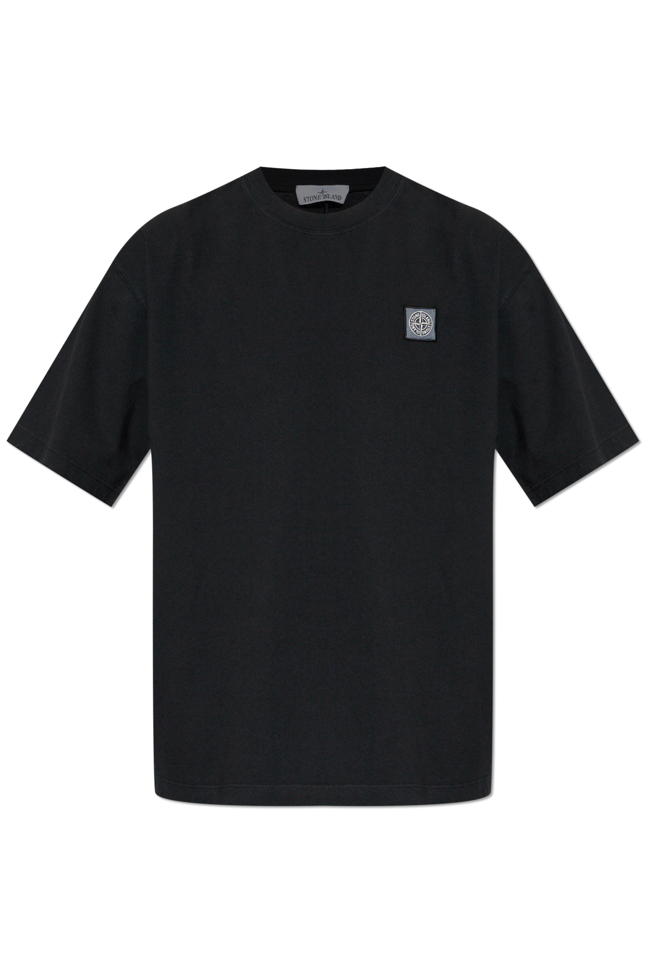 Stone Island T-shirt Z Naszywką Z Logo, Mężczyźni, Czarny