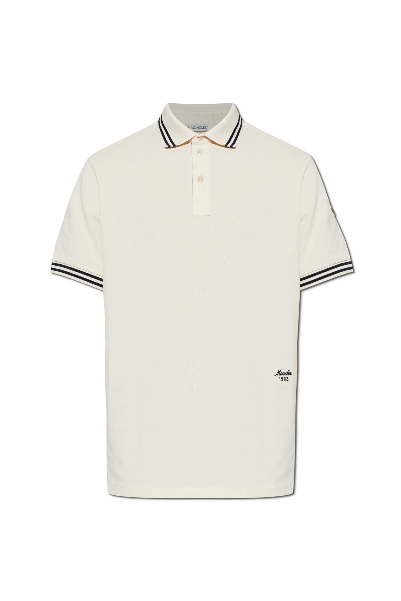Moncler Polo Z Wyszytym Logo, Mężczyźni, Kremowy