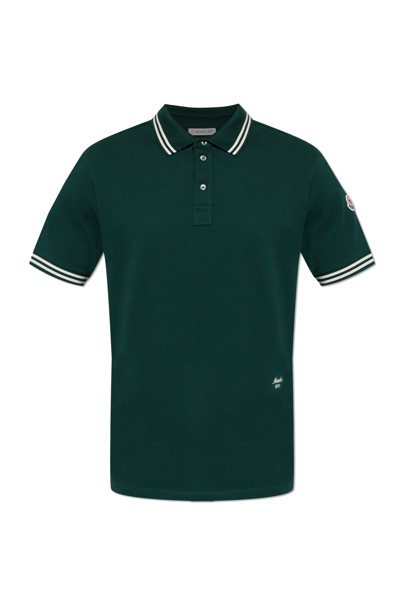 Moncler Polo Z Wyszytym Logo, Mężczyźni, Zielony