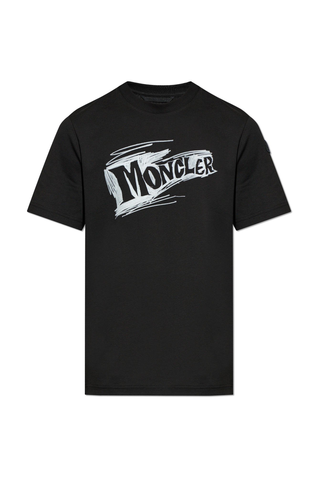 Moncler T-shirt Z Nadrukowanym Logo, Mężczyźni, Czarny