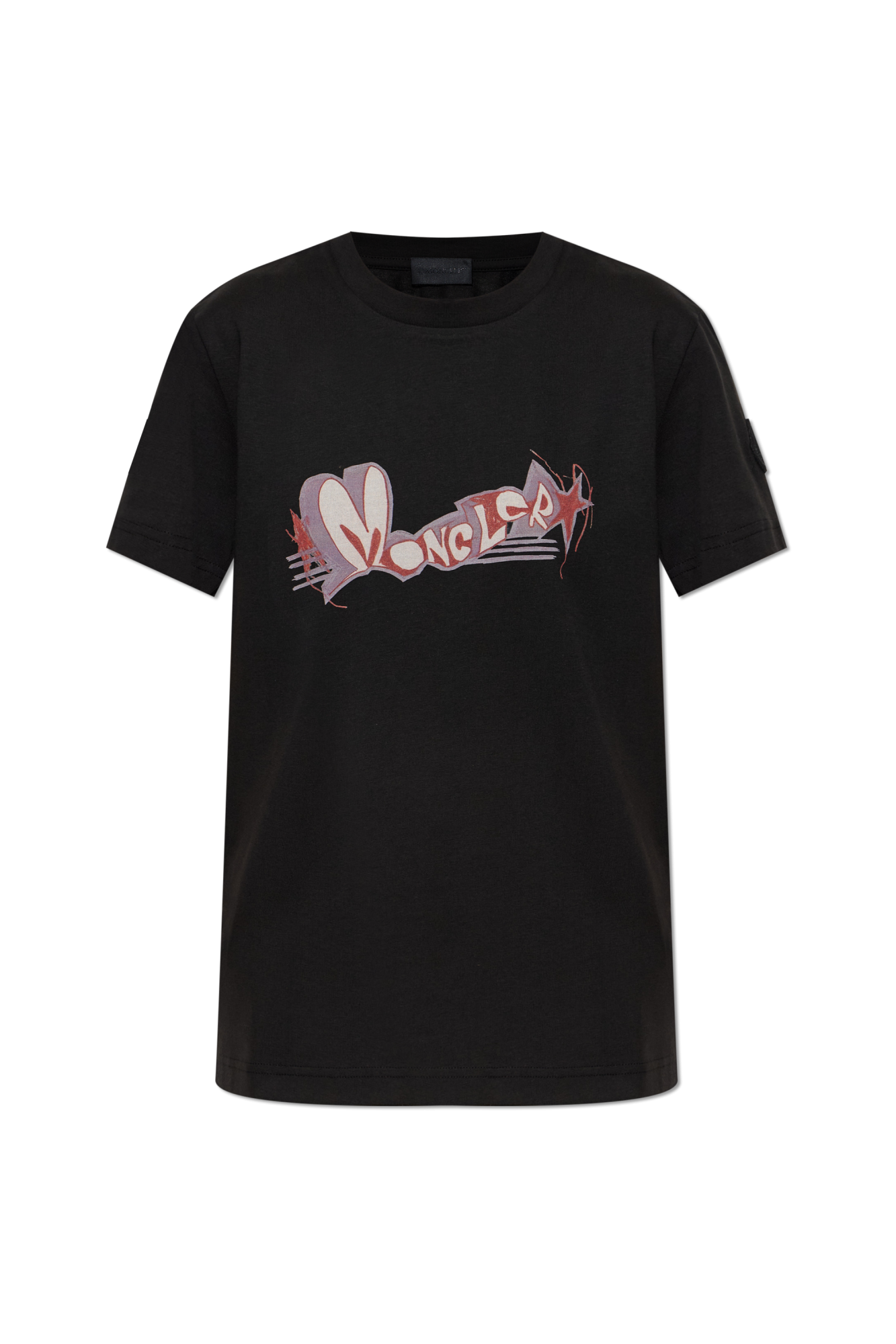 Moncler T-shirt Z Nadrukowanym Logo, Kobiety, Czarny