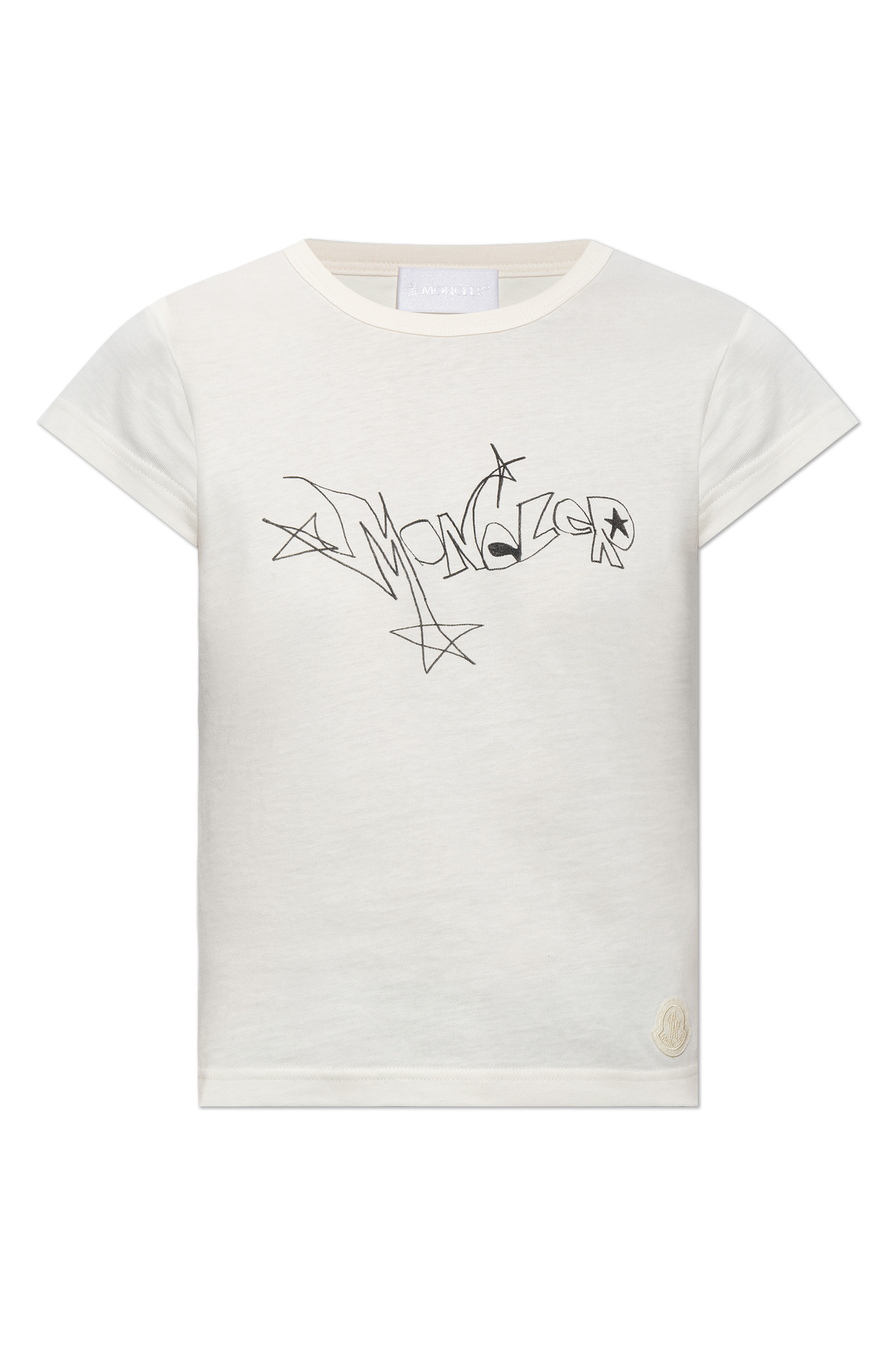 Moncler T-shirt Z Logo, Kobiety, Kremowy