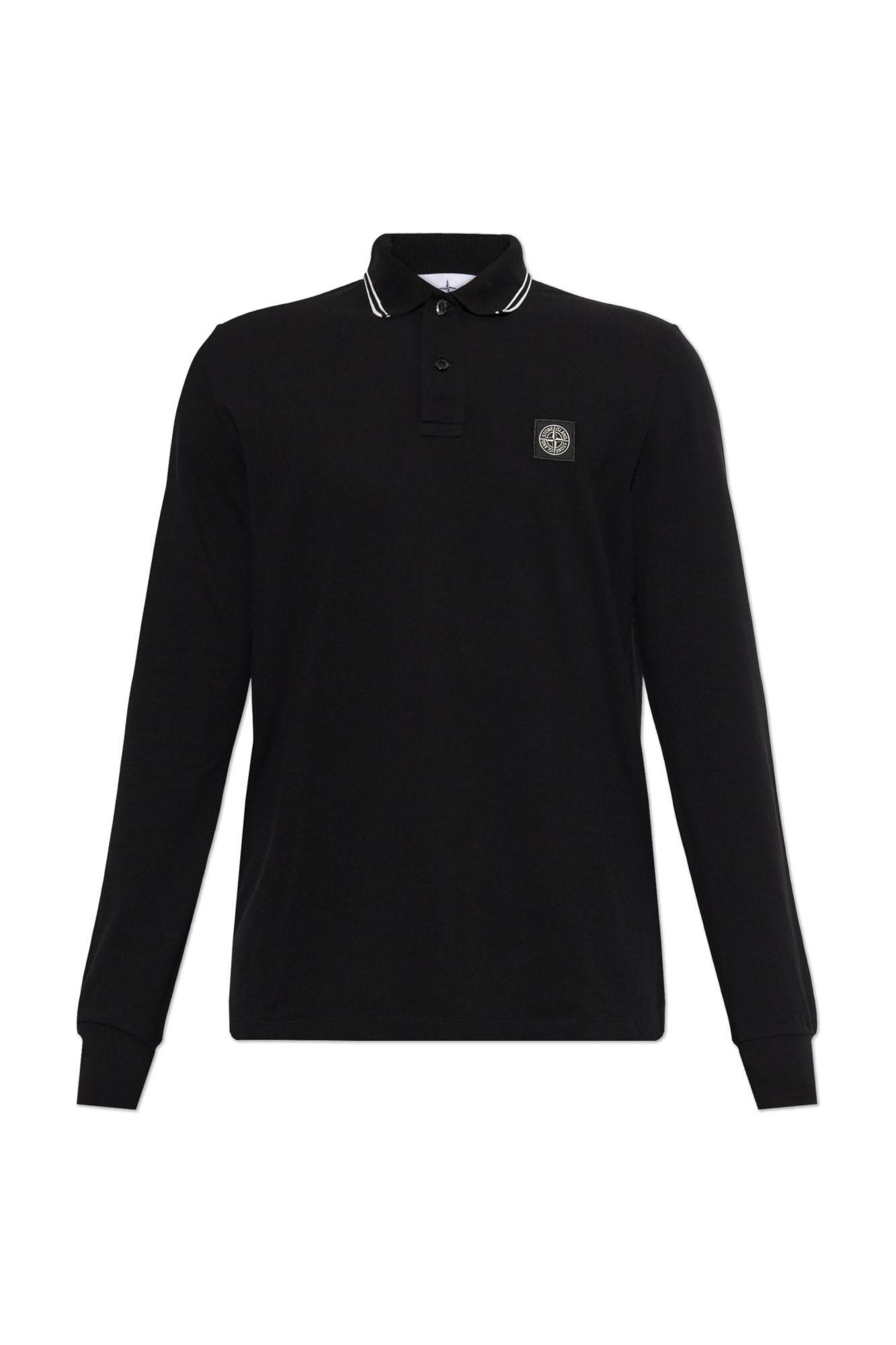 Stone Island Polo Z Długimi Rękawami, Mężczyźni, Czarny
