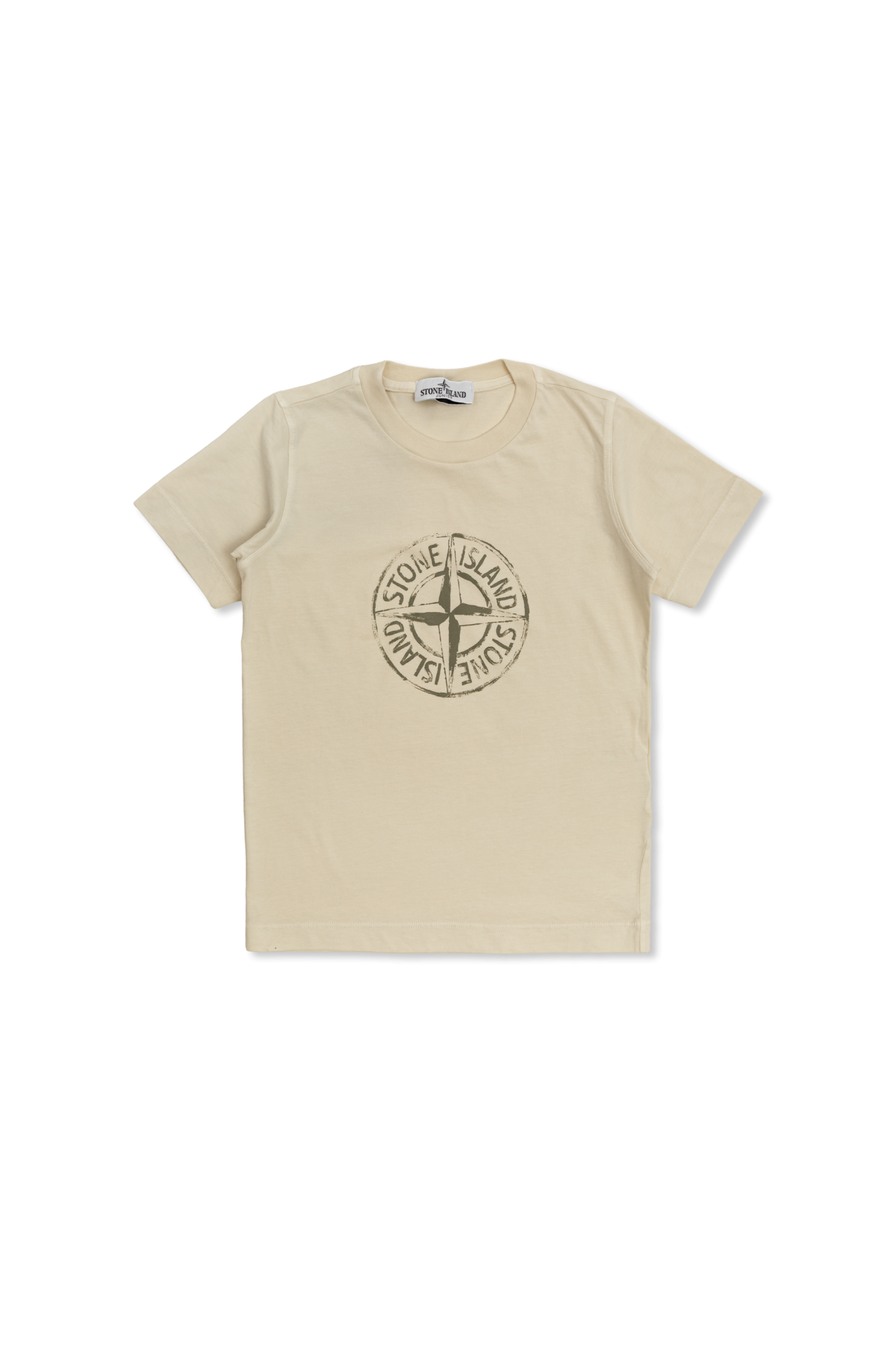 Stone Island Junior T-shirt Z Nadrukowanym Logo, Unisex, Beżowy