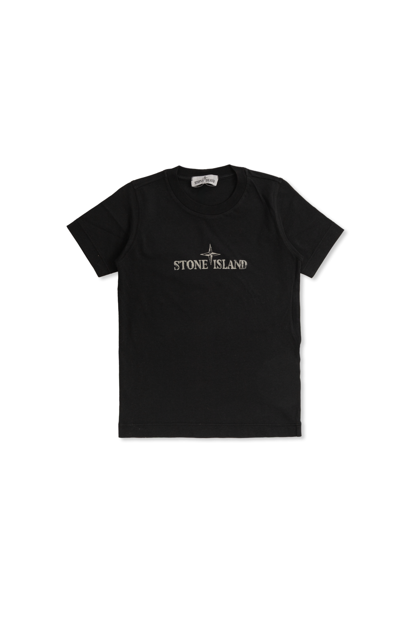 Stone Island Junior T-shirt Z Nadrukowanym Logo, Unisex, Czarny