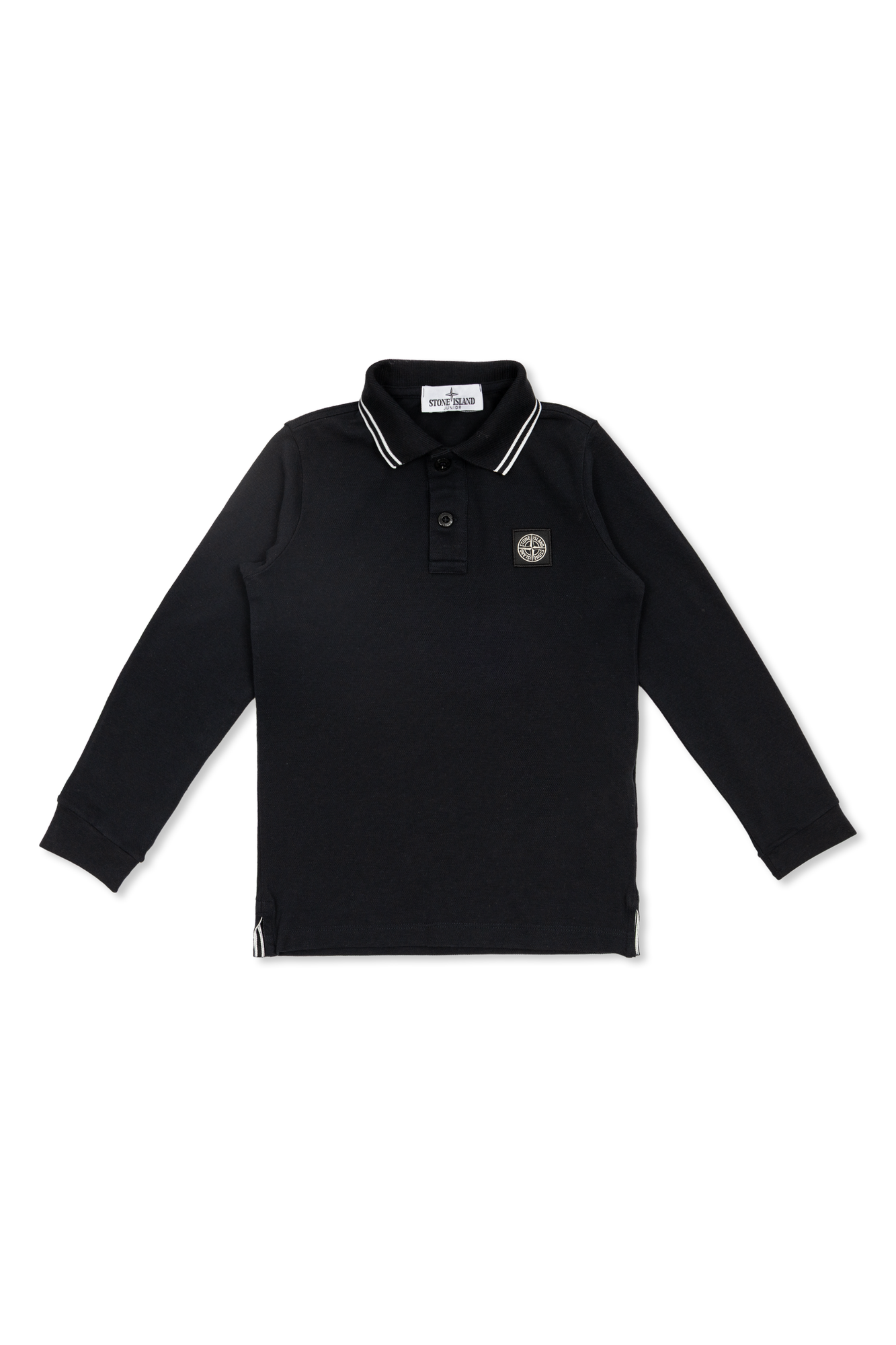 Stone Island Junior Polo Z Naszywką Z Logo, Unisex, Czarny