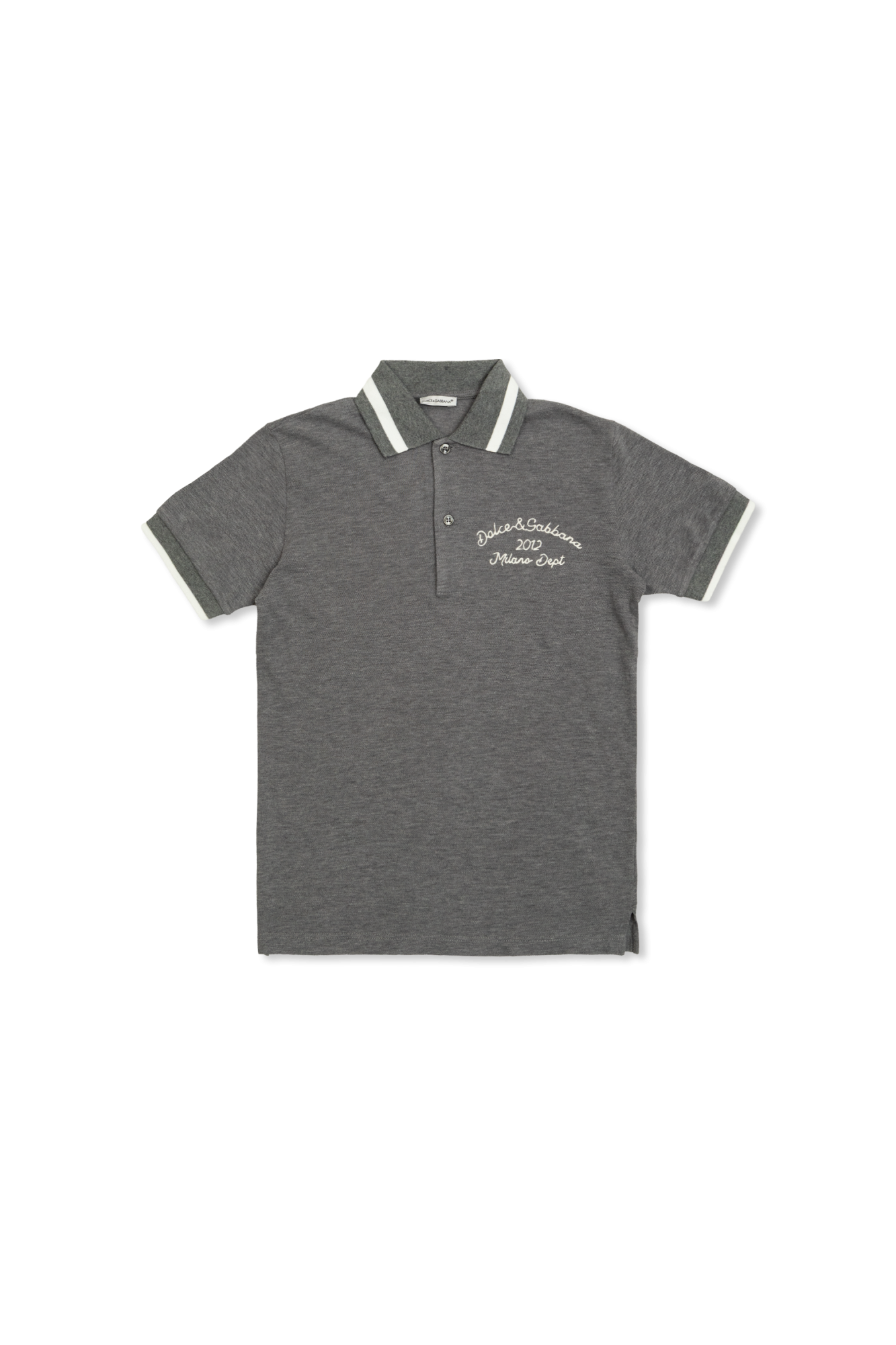 Dolce & Gabbana Kids Polo Z Wyszytym Logo, Unisex, Szary