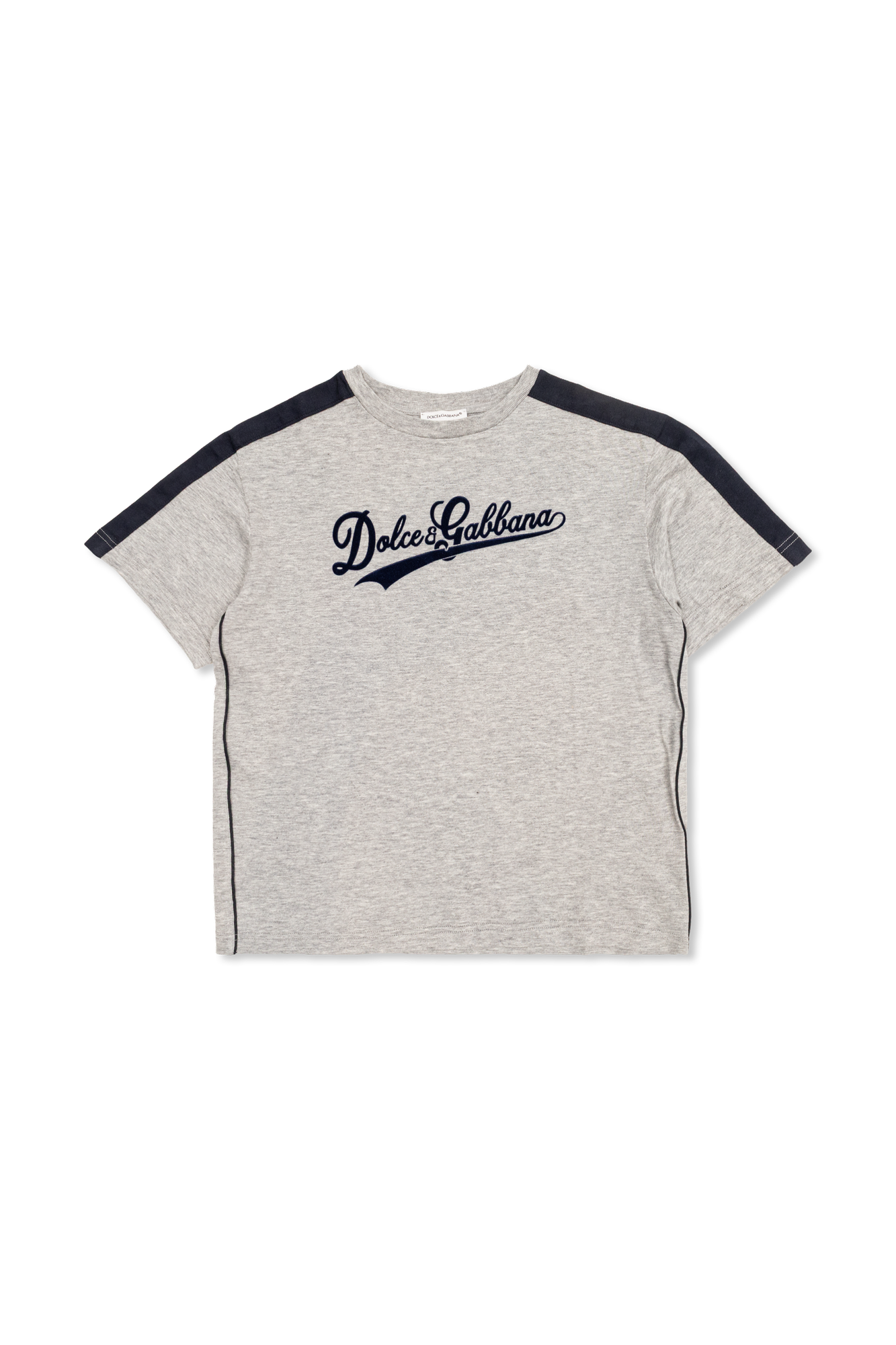 Dolce & Gabbana Kids Bawełniany T-shirt Z Logo, Unisex, Szary