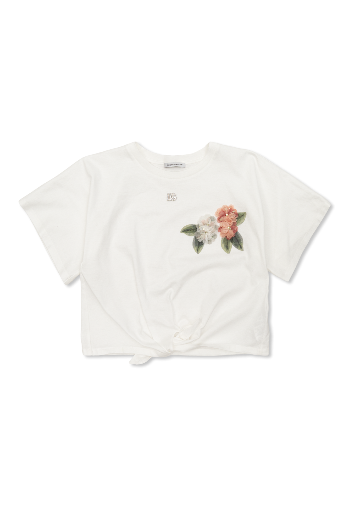 Dolce & Gabbana Kids T-shirt Z Kwiatową Aplikacją, Unisex, Biały