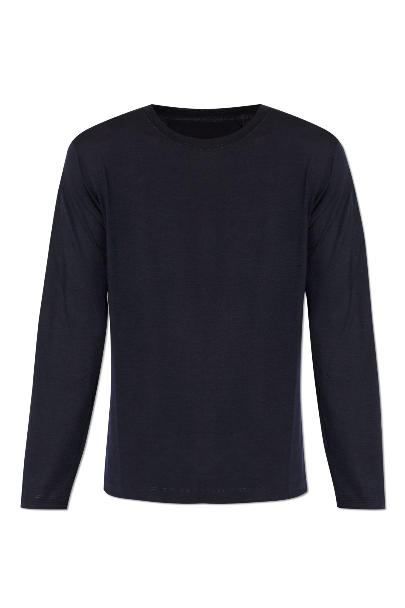 Sease Wełniany T-shirt Z Długimi Rękawami, Mężczyźni, Granatowy