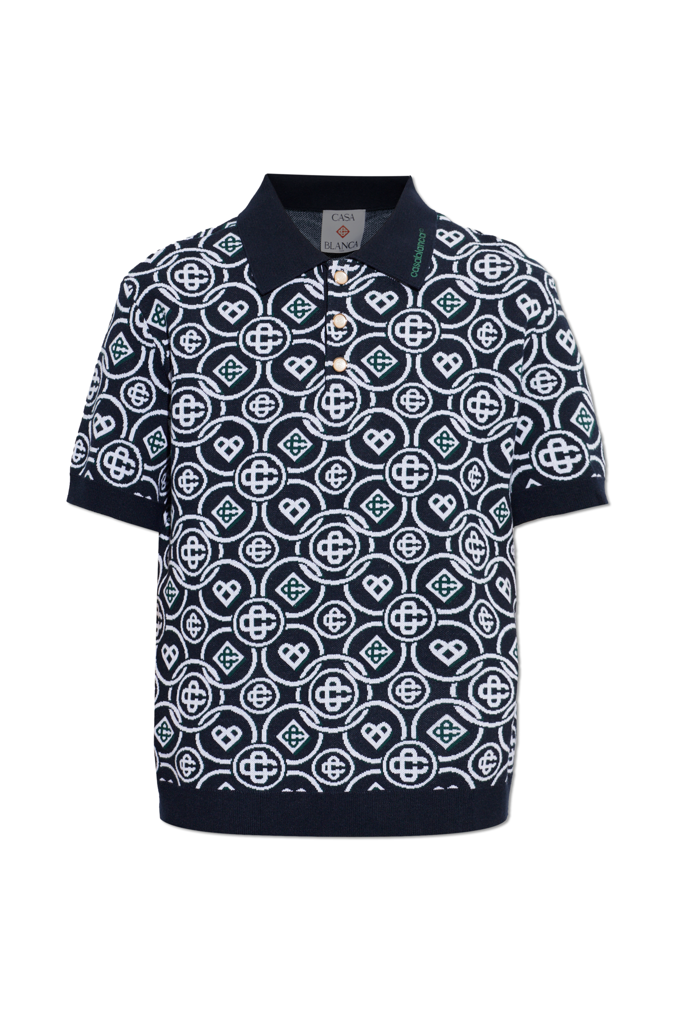 Casablanca Polo Z Monogramem, Mężczyźni, Granatowy