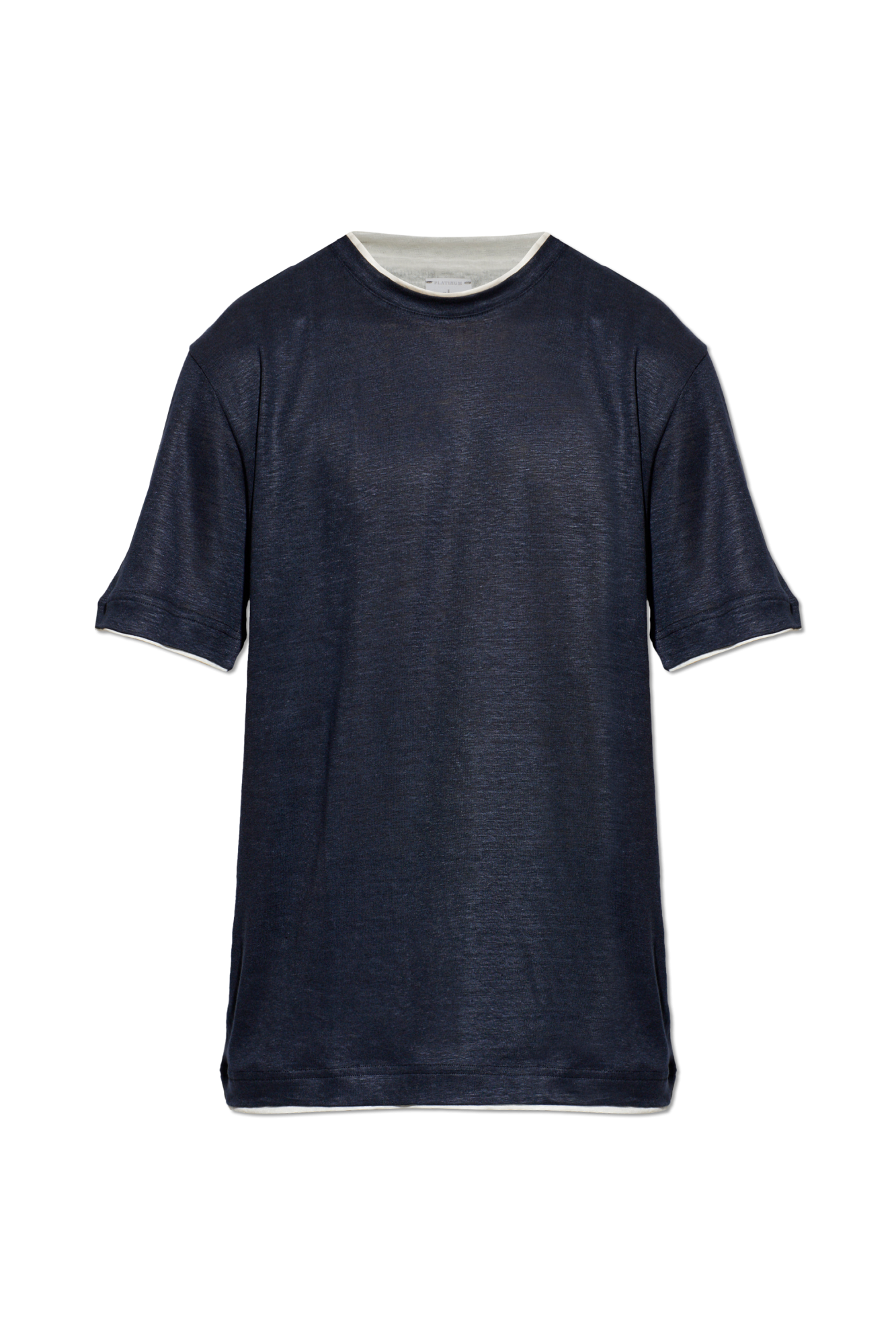 Eleventy Lniany T-shirt Z Okrągłym Dekoltem, Mężczyźni, Granatowy