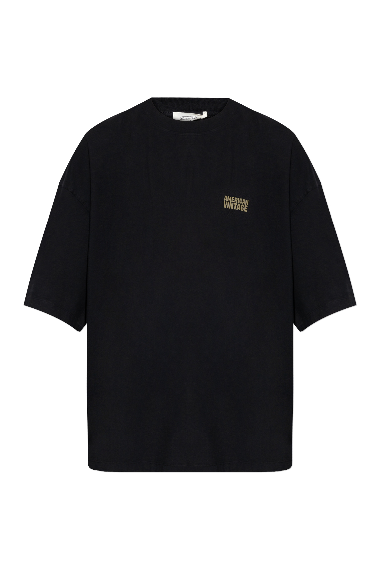 American Vintage T-shirt Z Nadrukowanym Logo, Mężczyźni, Czarny