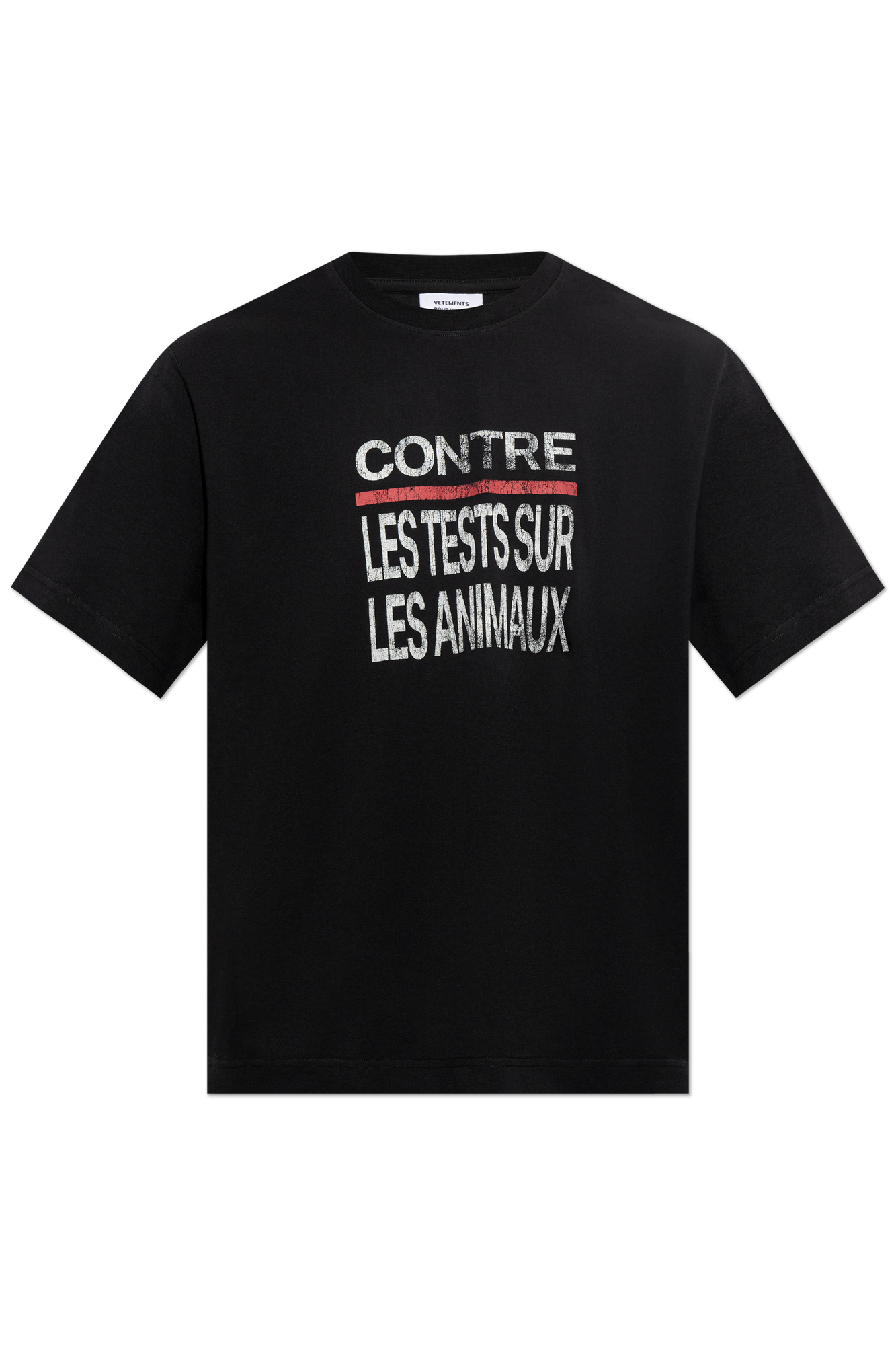 VETEMENTS T-shirt Z Efektem `vintage`, Mężczyźni, Czarny