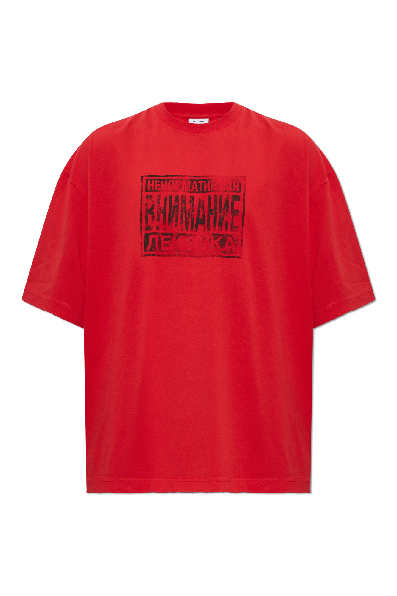 VETEMENTS T-shirt Z Nadrukiem, Mężczyźni, Czerwony