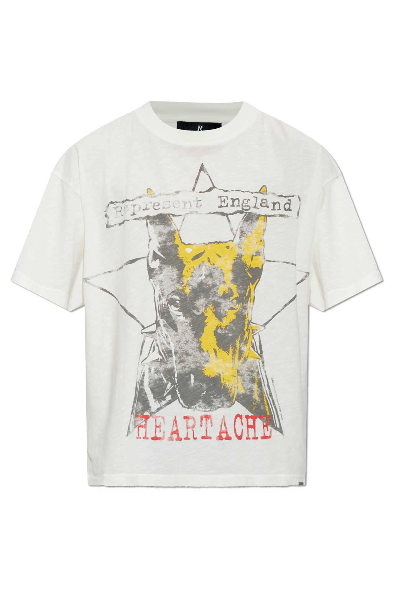 Represent T-shirt Z Kolorowym Nadrukiem, Mężczyźni, Kremowy