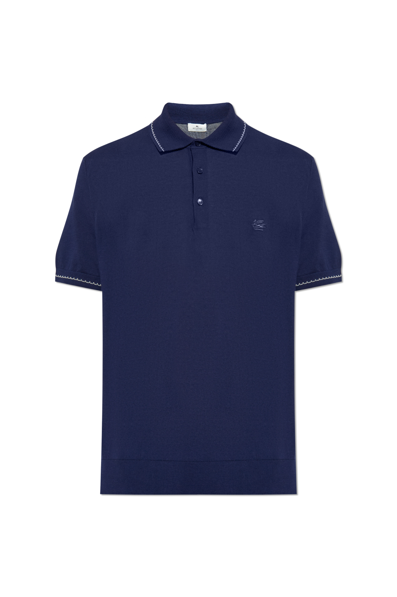 Etro Bawełniane Polo Z Wyszytym Logo, Mężczyźni, Granatowy