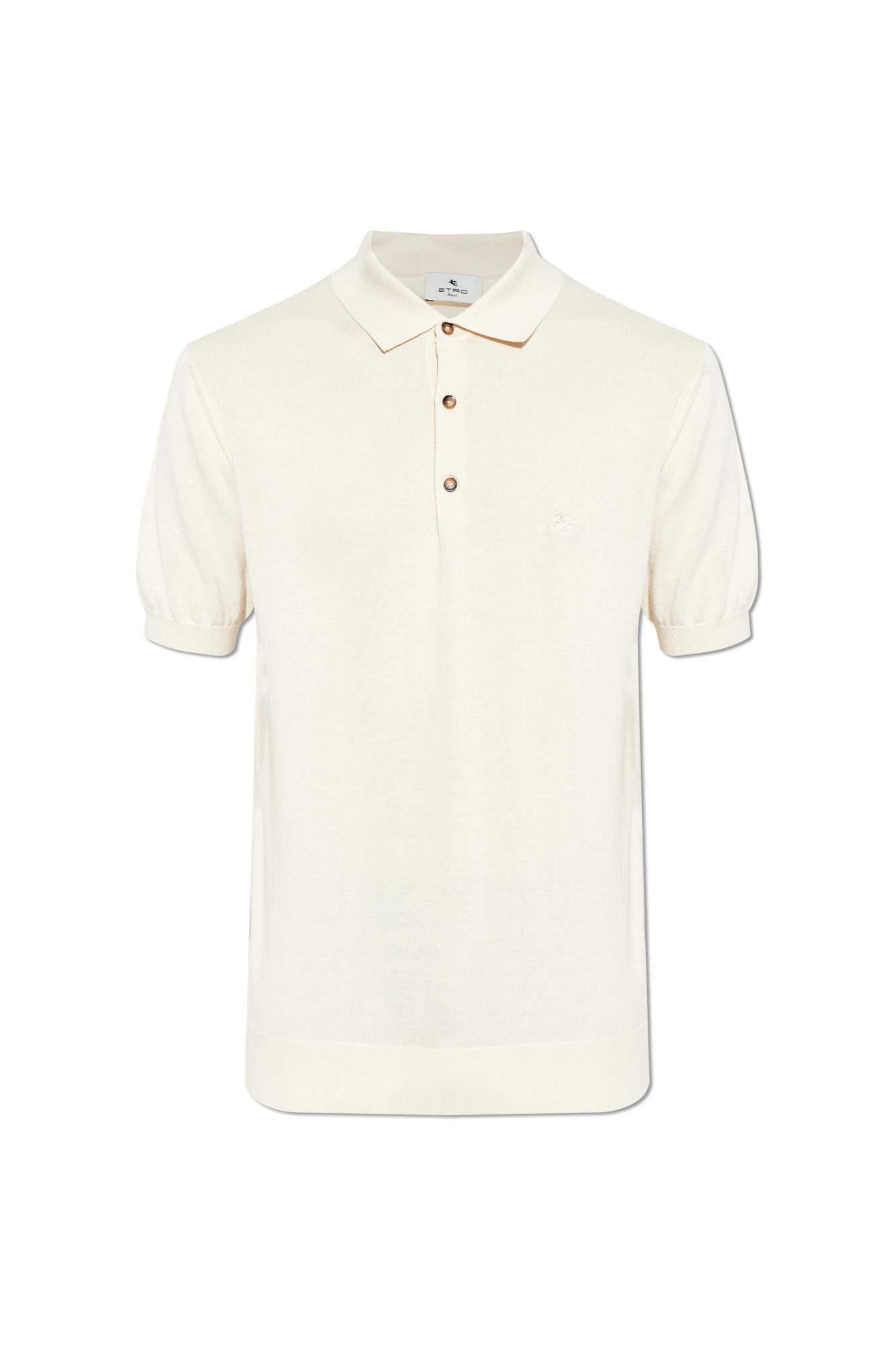 Etro Polo Z Wyszytym Logo, Mężczyźni, Kremowy