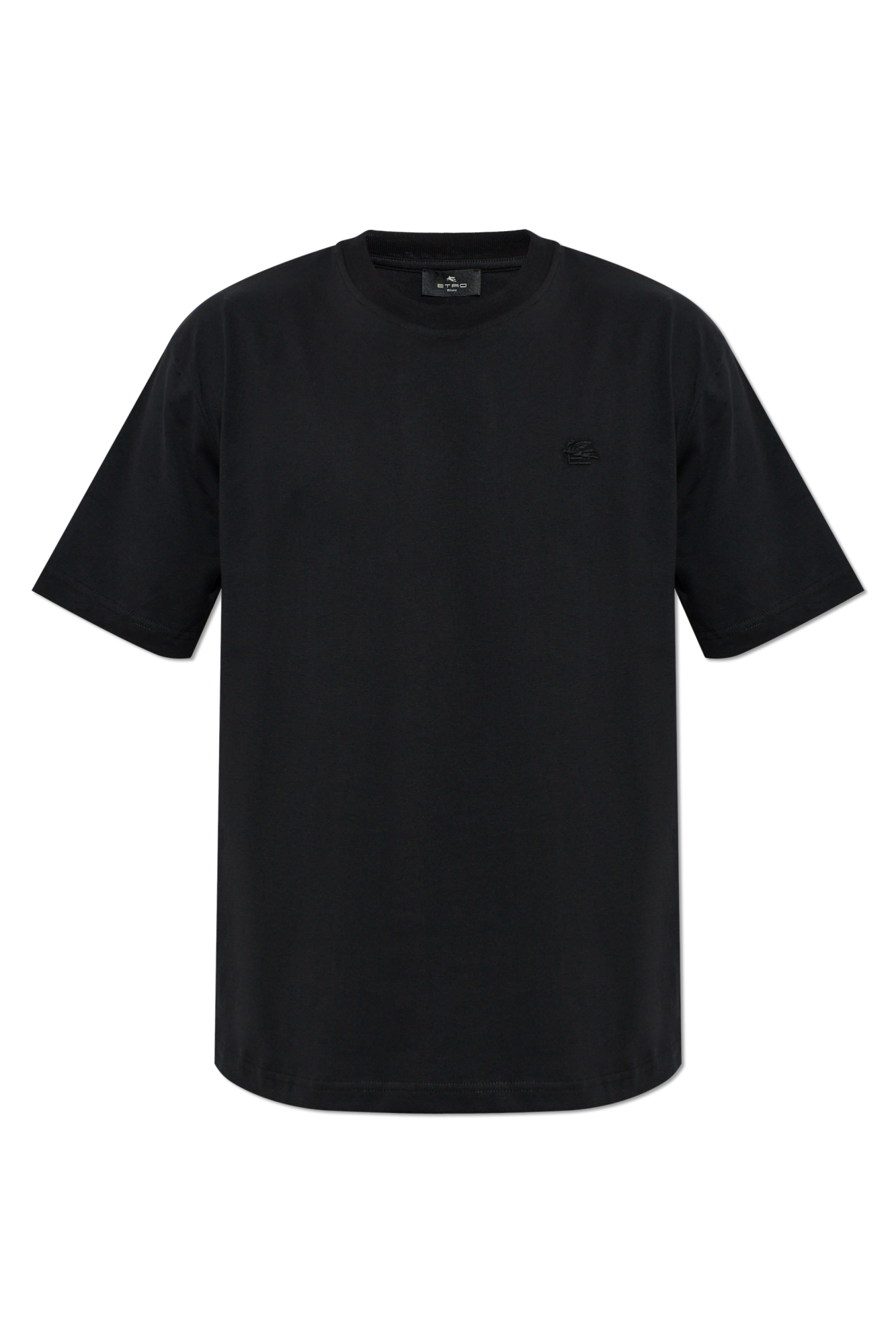 Etro T-shirt Z Wyszytym Logo, Mężczyźni, Czarny