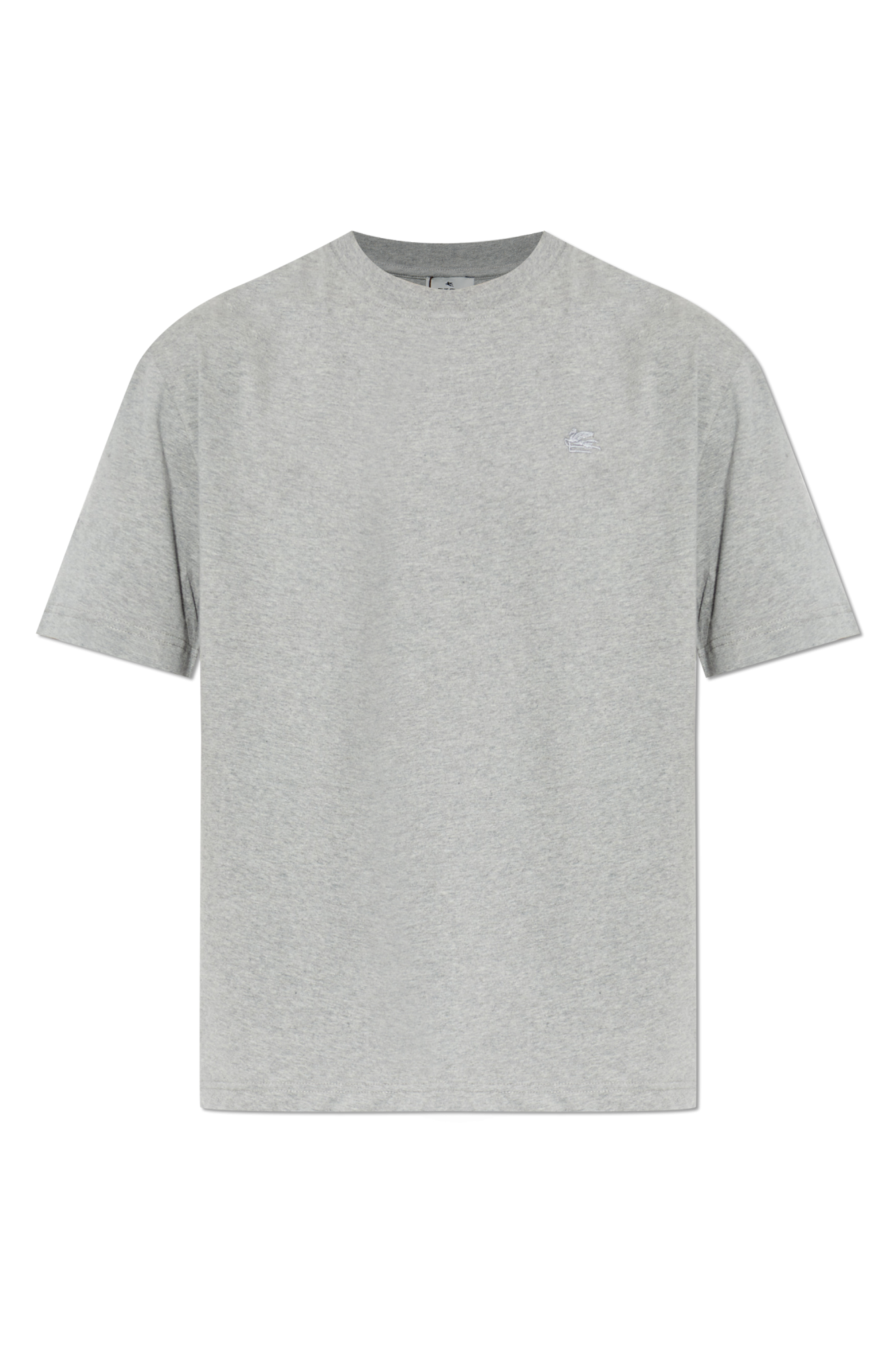 Etro T-shirt Z Wyszytym Logo, Mężczyźni, Szary