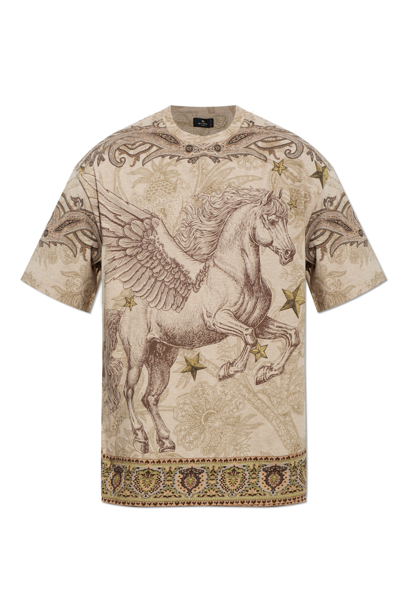 Etro Wzorzysty T-shirt, Mężczyźni, Beżowy