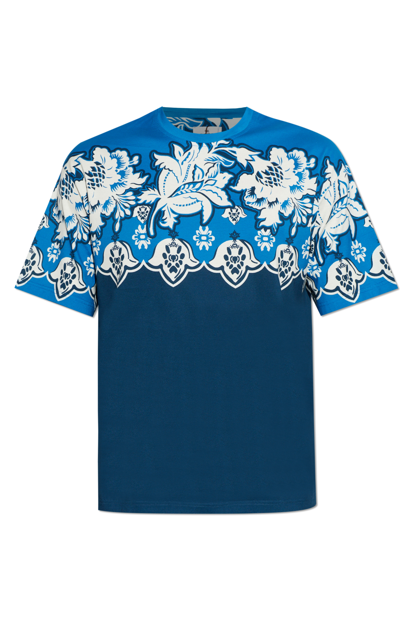 Etro Wzorzysty T-shirt, Mężczyźni, Granatowy