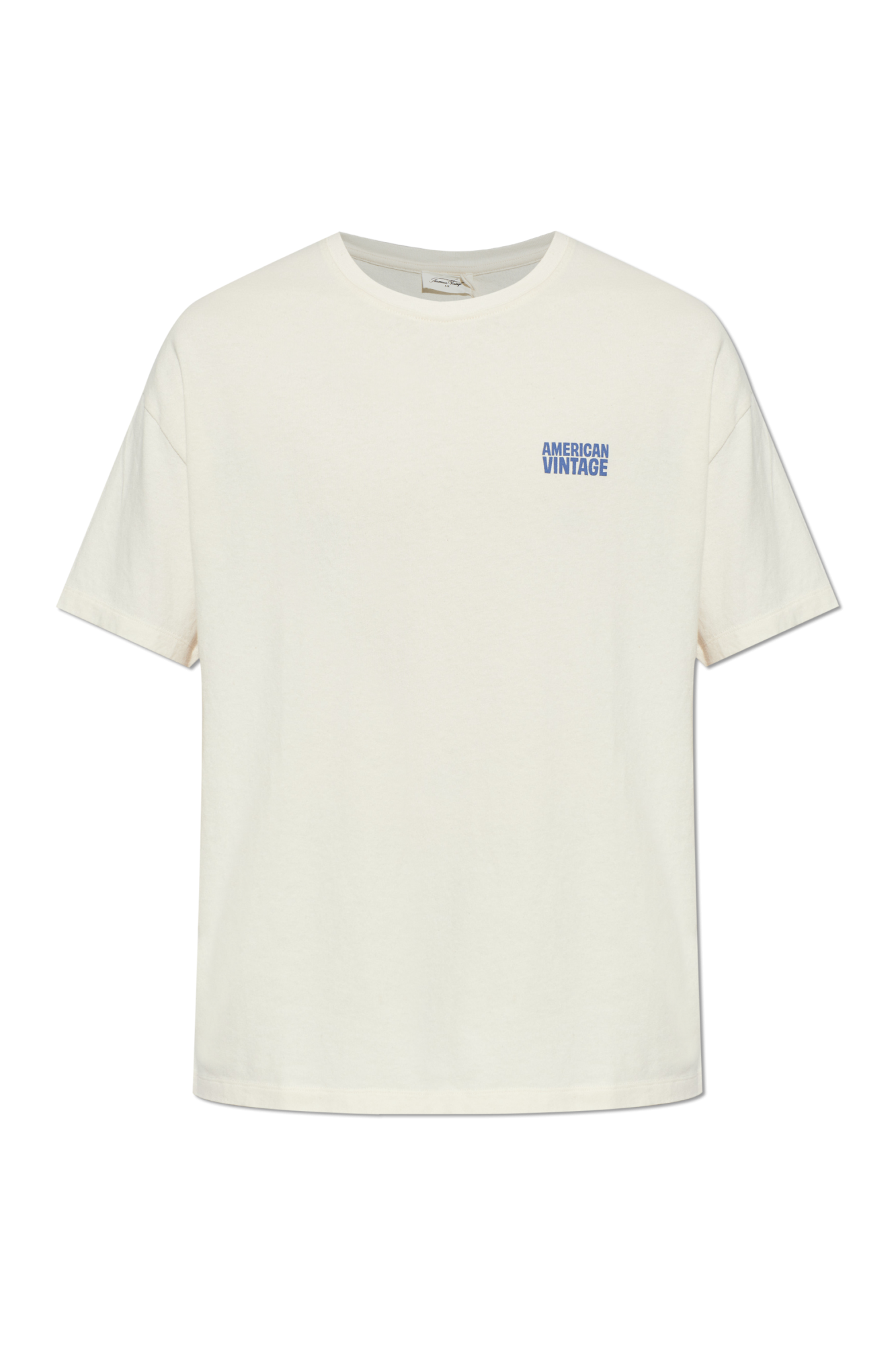American Vintage T-shirt Z Nadrukowanym Logo, Mężczyźni, Kremowy