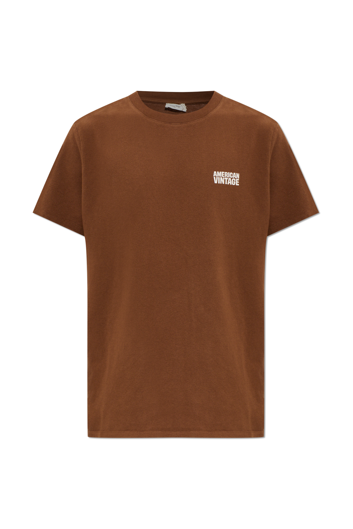 American Vintage T-shirt Z Nadrukowanym Logo, Mężczyźni, Brązowy