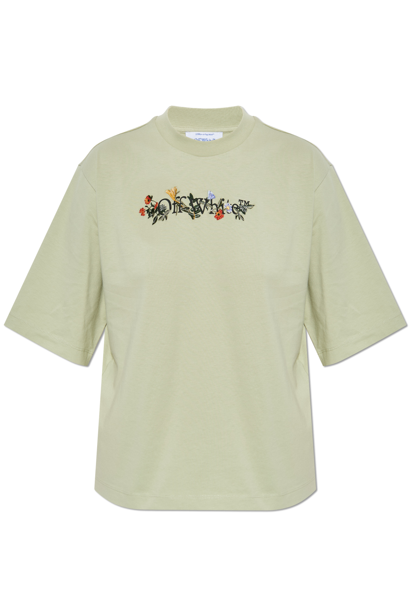 Off-White T-shirt Z  Logo, Kobiety, Zielony