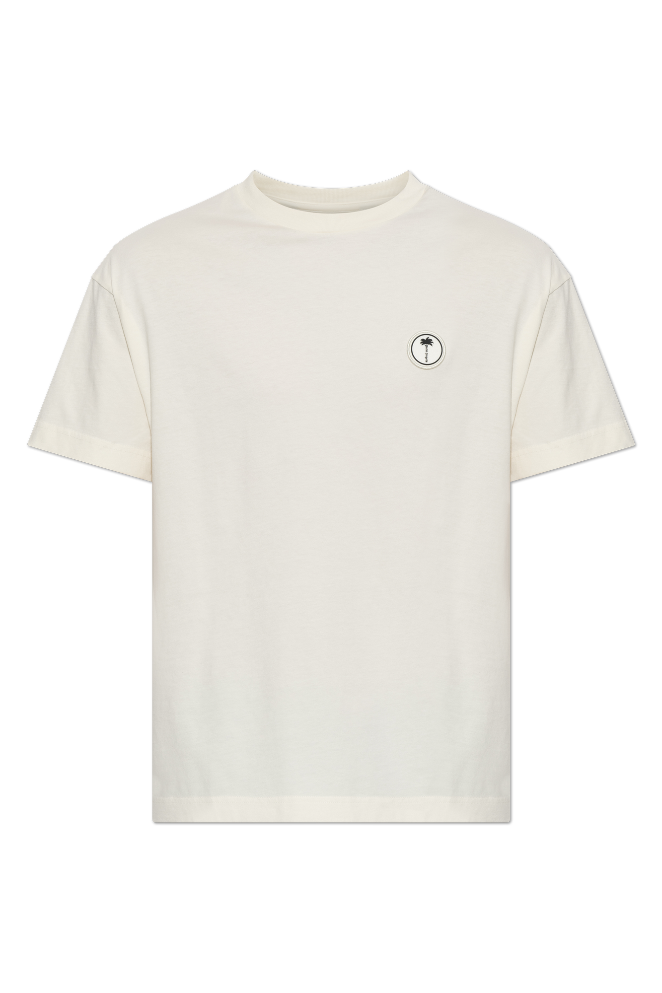 Palm Angels Bawełniany T-shirt Z Naszytym Logo, Mężczyźni, Biały