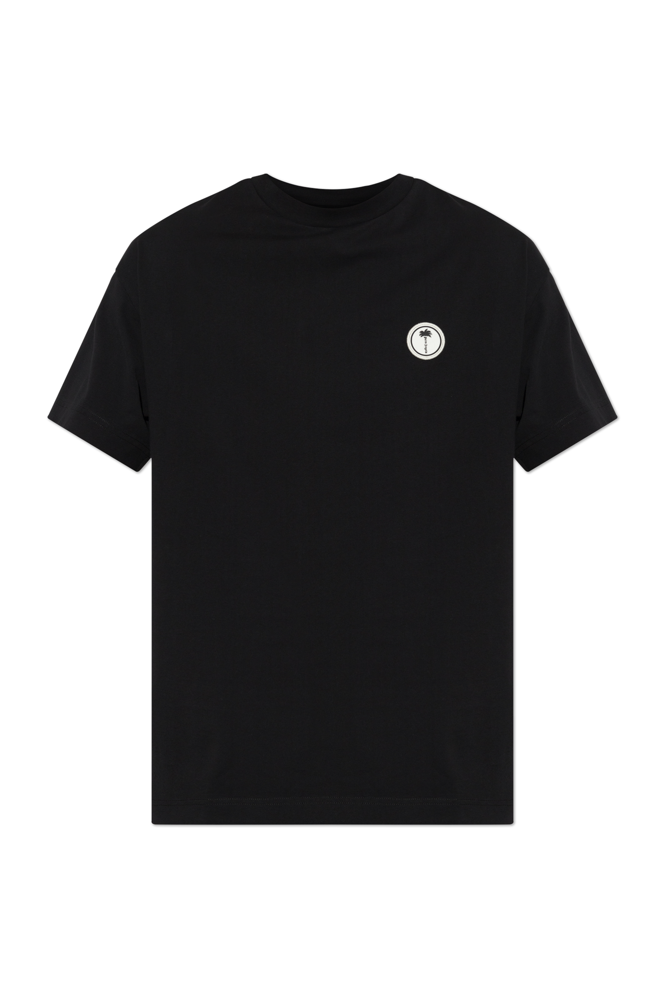 Palm Angels Bawełniany T-shirt Z Naszytym Logo, Mężczyźni, Czarny