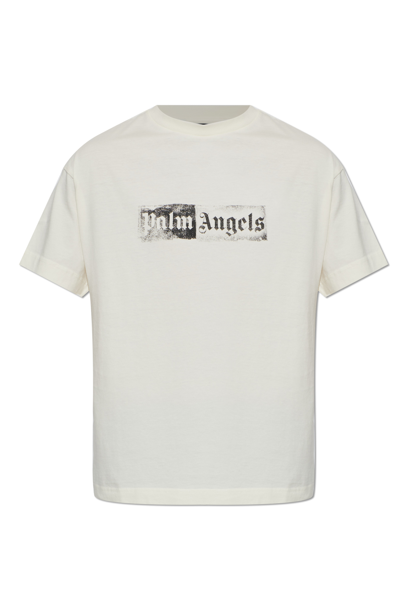 Palm Angels T-shirt Z Logo, Mężczyźni, Kremowy