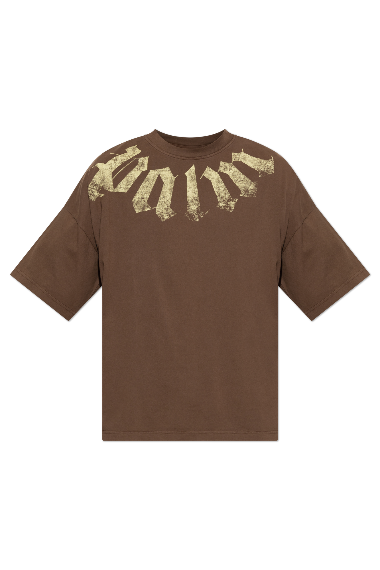 Palm Angels Bawełniany T-shirt Z Nadrukiem, Mężczyźni, Brązowy