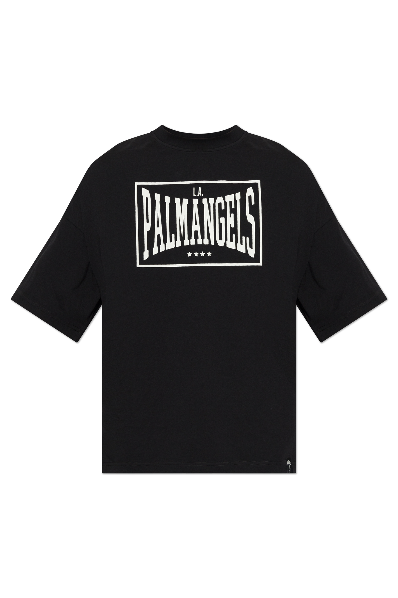 Palm Angels Bawełniany T-shirt Z Nadrukiem Z Logo, Mężczyźni, Czarny