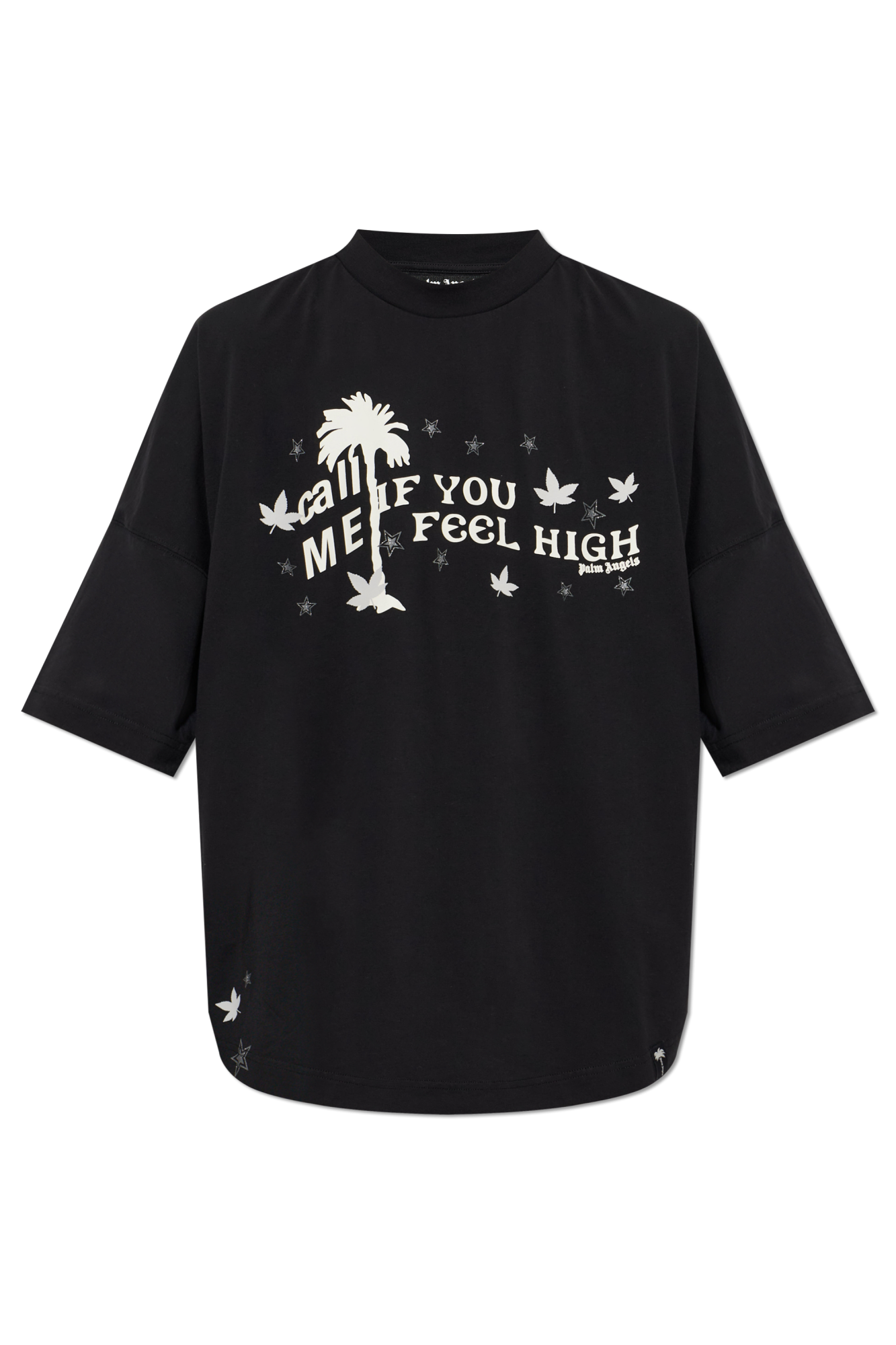 Palm Angels T-shirt Z Nadrukiem, Mężczyźni, Czarny