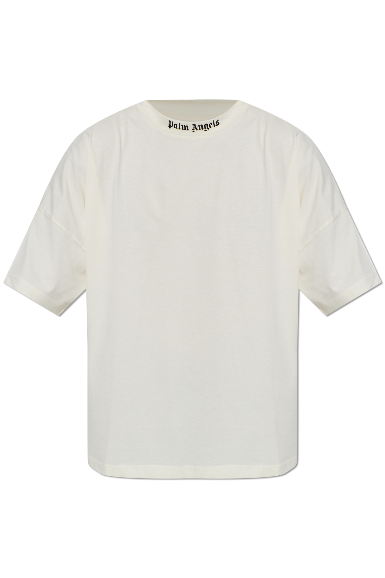 Palm Angels T-shirt Z Logo, Mężczyźni, Kremowy