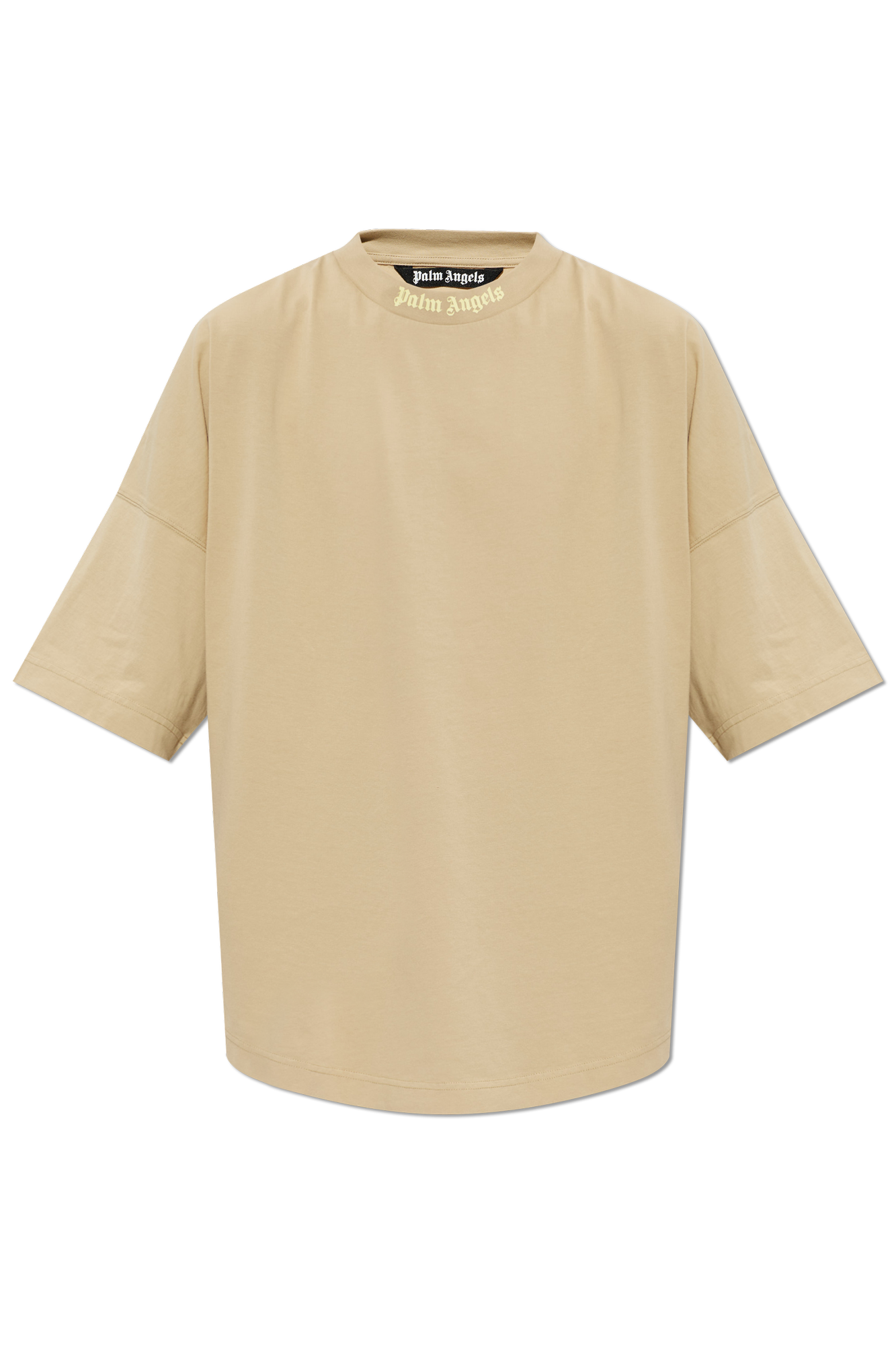 Palm Angels Bawełniany T-shirt Z Logo, Mężczyźni, Beżowy