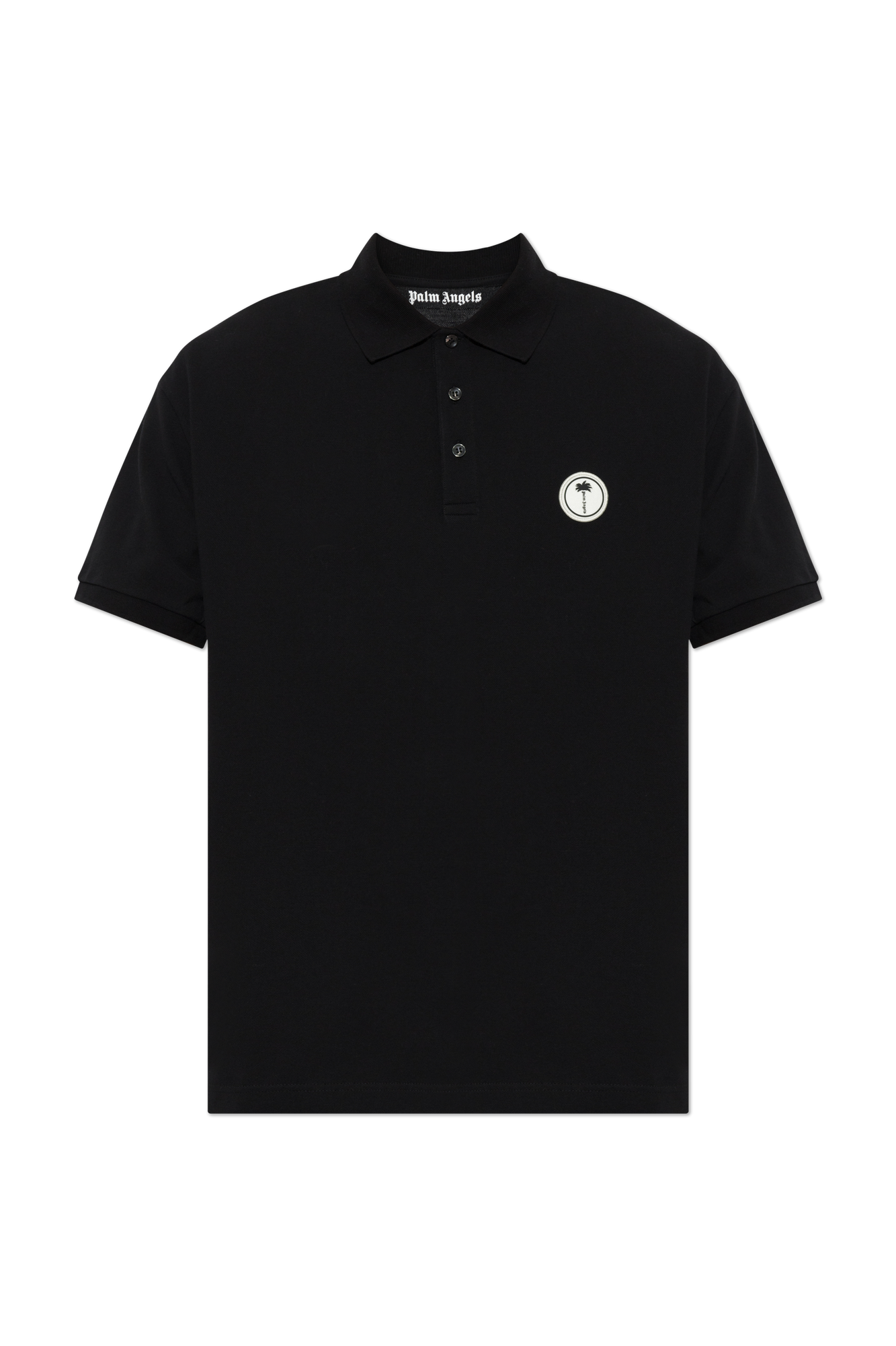 Palm Angels Bawełniane Polo Z Naszytym Logo, Mężczyźni, Czarny