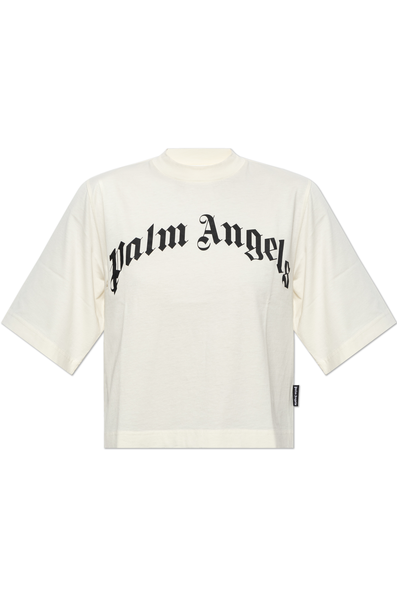 Palm Angels Bawełniany T-shirt Z Nadrukowanym Logo, Kobiety, Kremowy