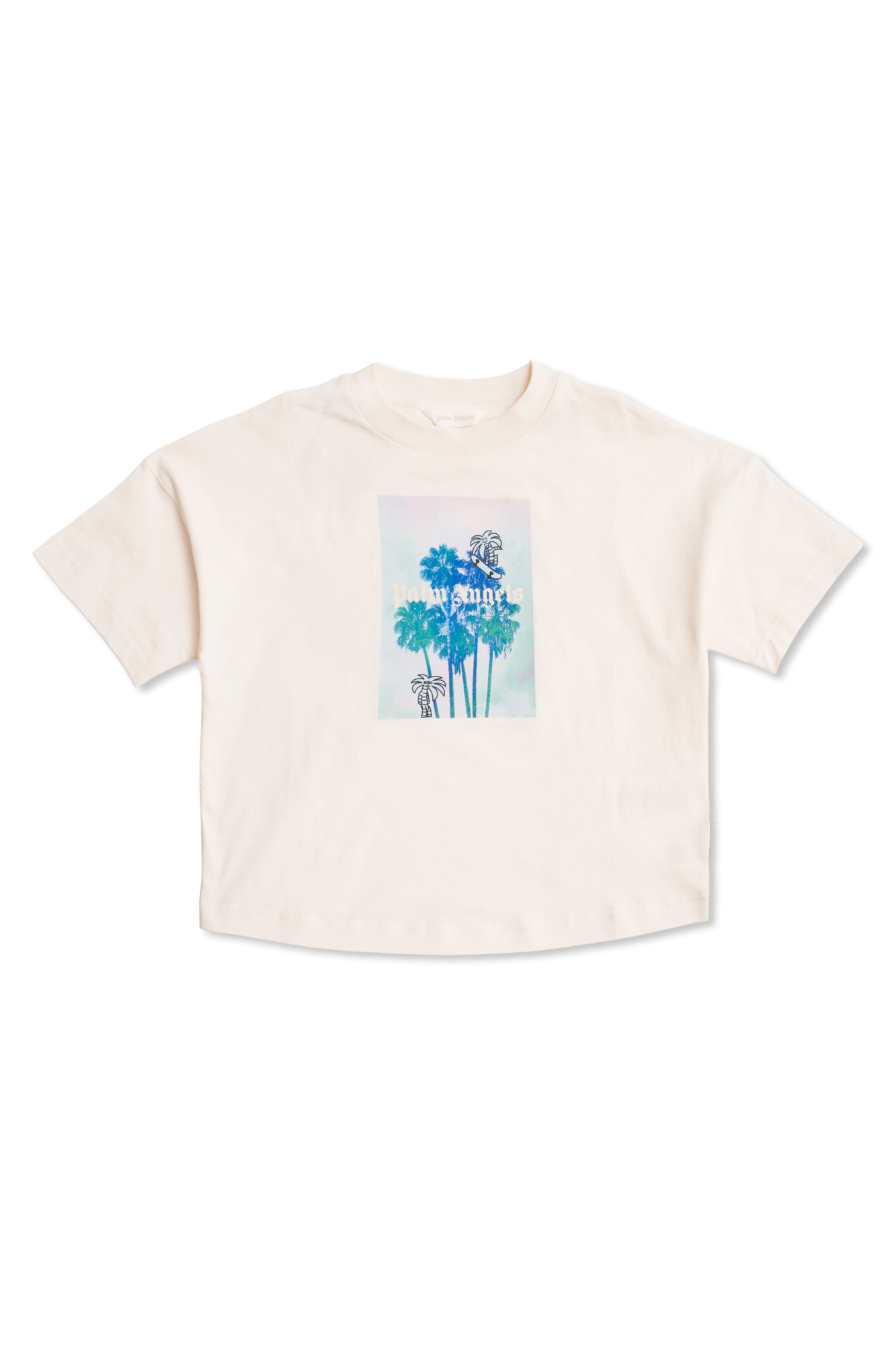 Palm Angels Kids T-shirt Z Nadrukiem, Unisex, Kremowy