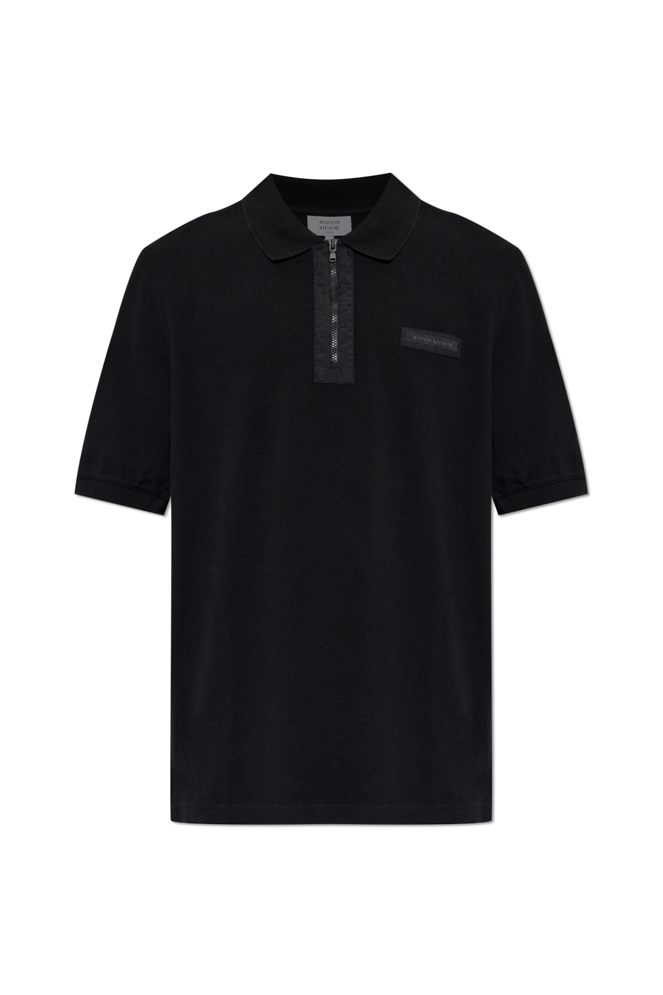 Maison Kitsuné Polo Z Naszywką Z Logo, Mężczyźni, Czarny