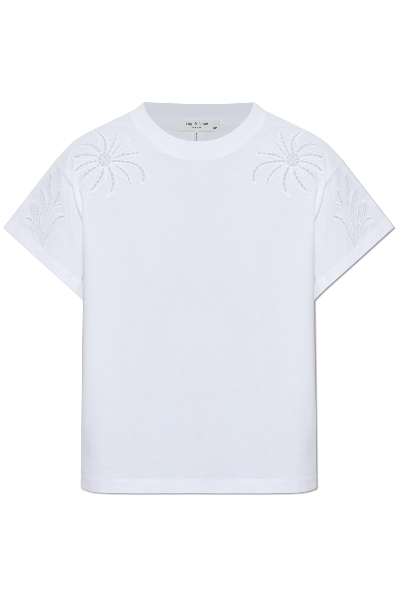Rag & Bone T-shirt Z Ażurowym Wykończeniem, Kobiety, Biały