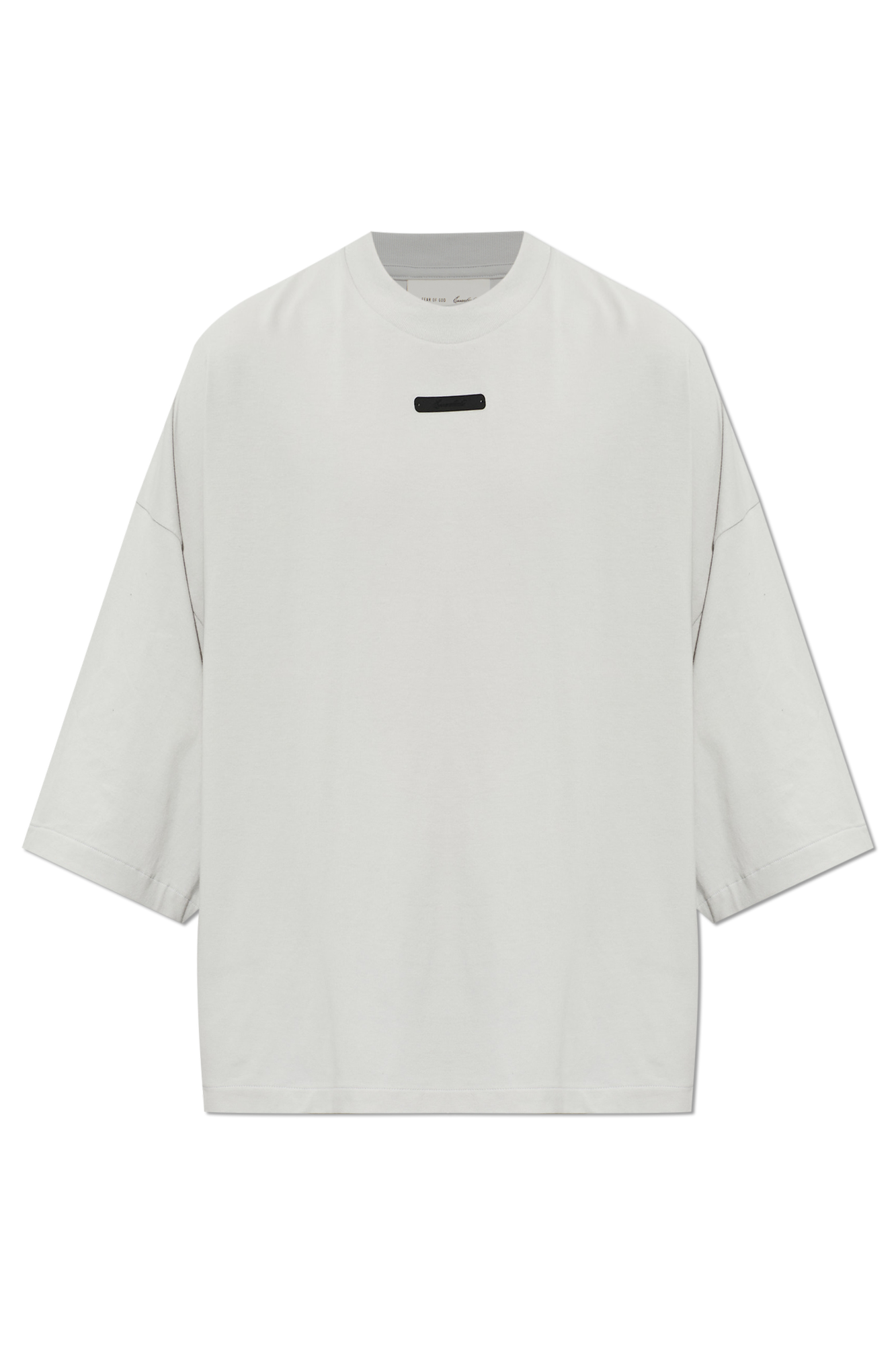 Fear Of God Essentials Bawełniany T-shirt Z Wszytym Logo, Mężczyźni, Szary
