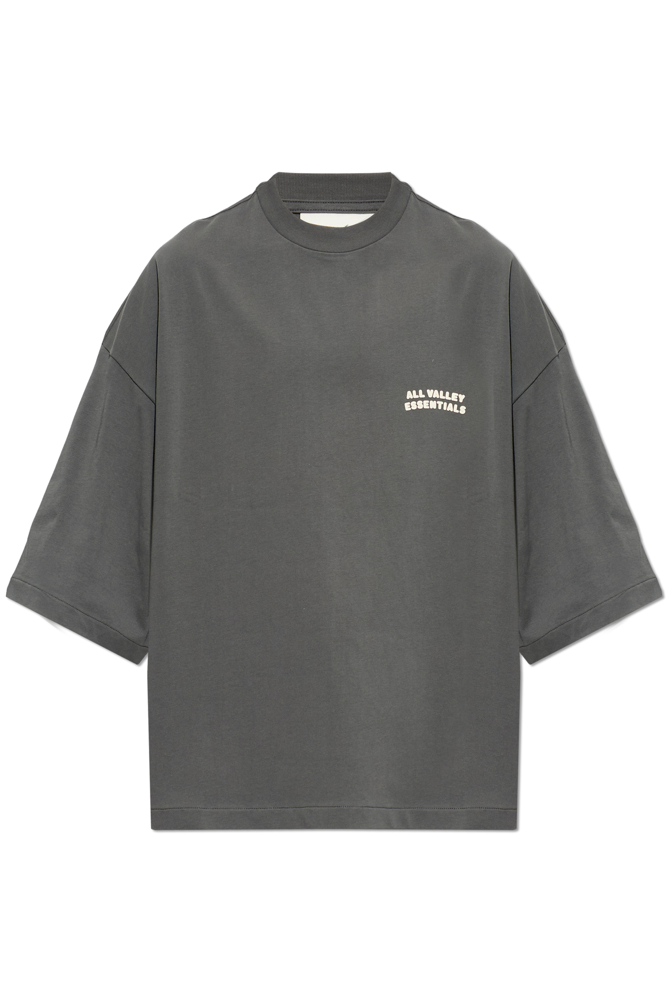 Fear Of God Essentials Bawełniany T-shirt Z Nadrukiem, Mężczyźni, Szary