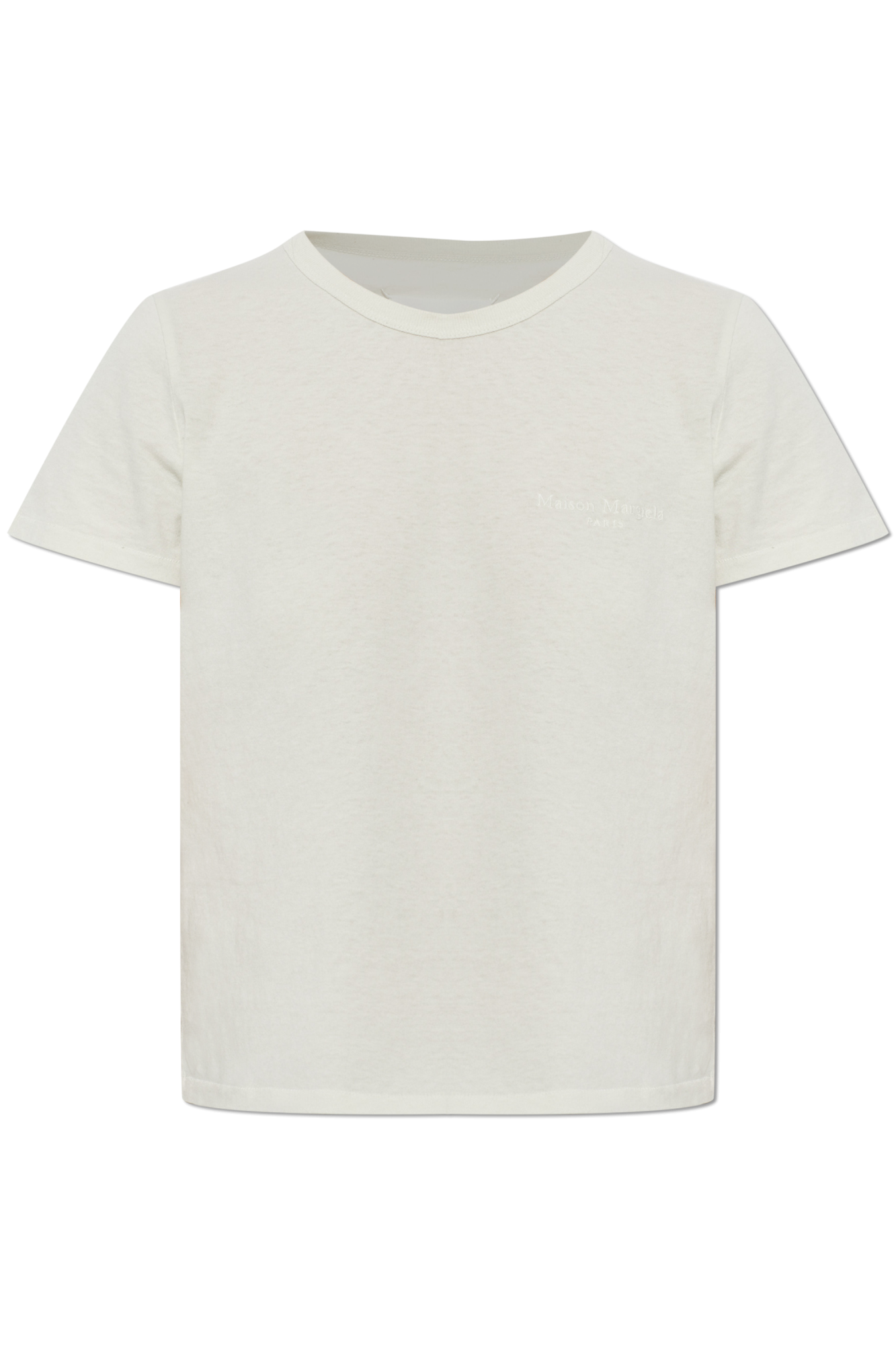 Maison Margiela T-shirt Z Wyszytym Logo, Kobiety, Kremowy