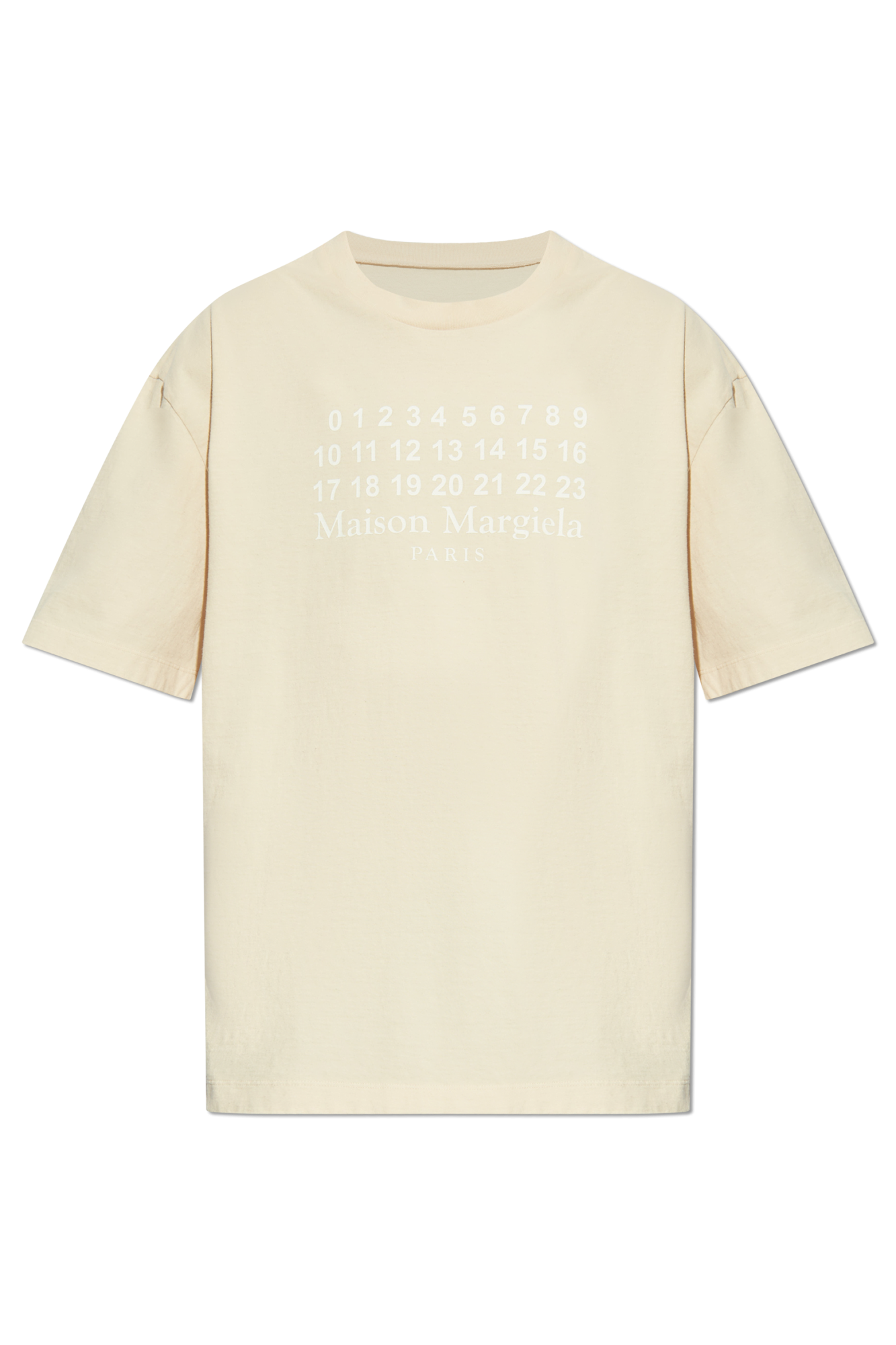 Maison Margiela T-shirt Z Nadrukiem, Mężczyźni, Beżowy