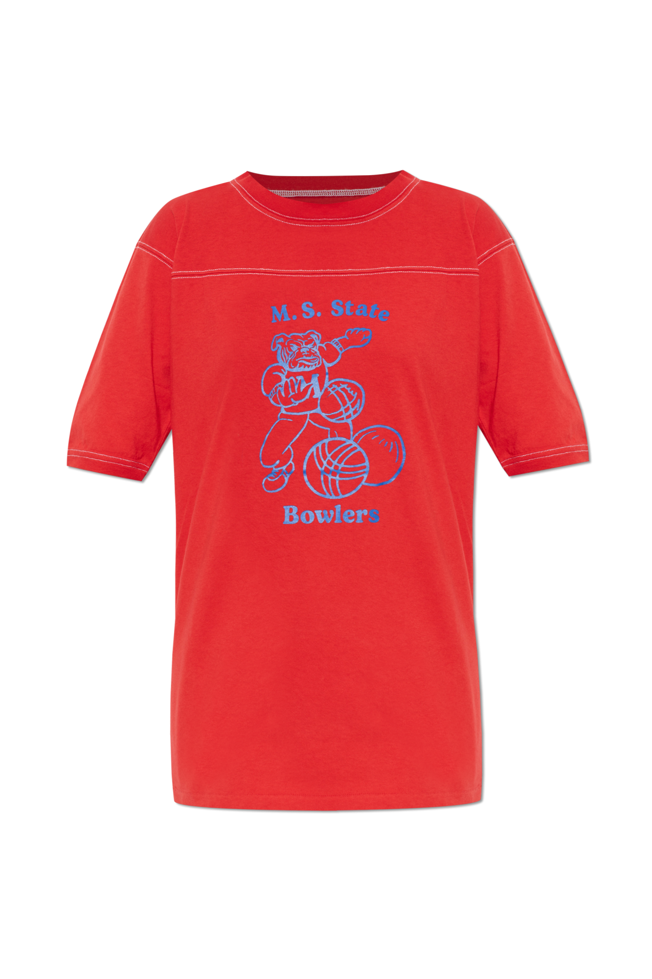 Maison Margiela T-shirt Z Nadrukiem, Kobiety, Czerwony