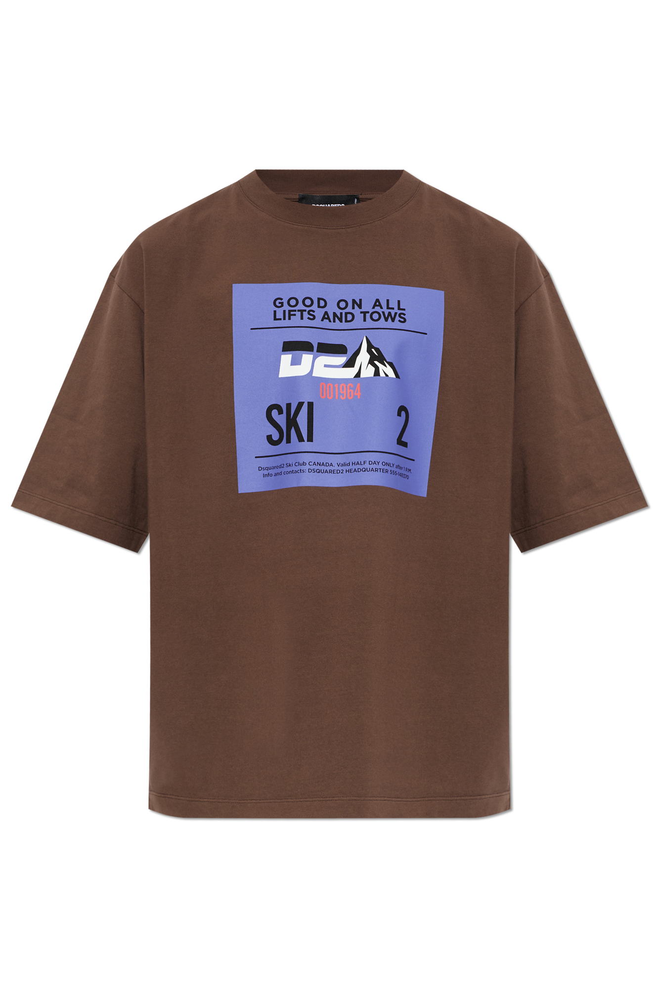 Dsquared2 Bawełniany T-shirt Z Nadrukiem, Mężczyźni, Brązowy