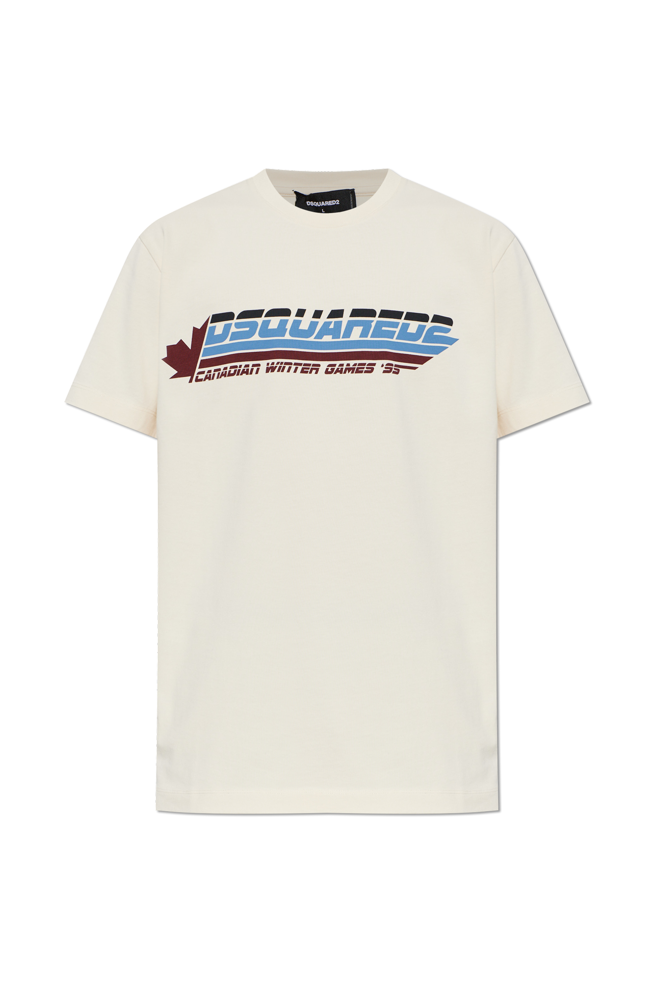 Dsquared2 Bawełniany T-shirt Z Nadrukowanym Logo, Mężczyźni, Kremowy