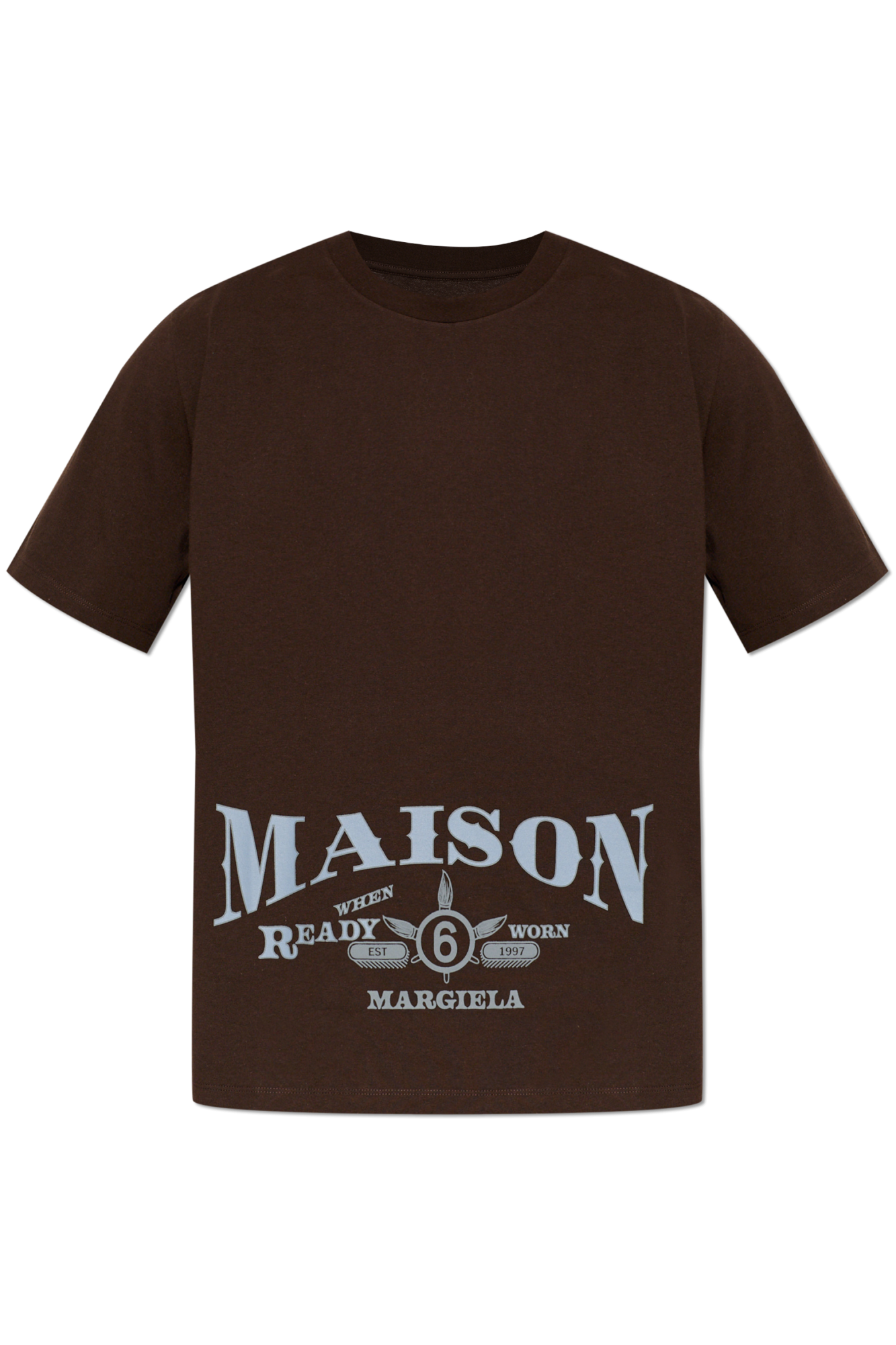 MM6 Maison Margiela T-shirt Z Nadrukiem, Mężczyźni, Brązowy